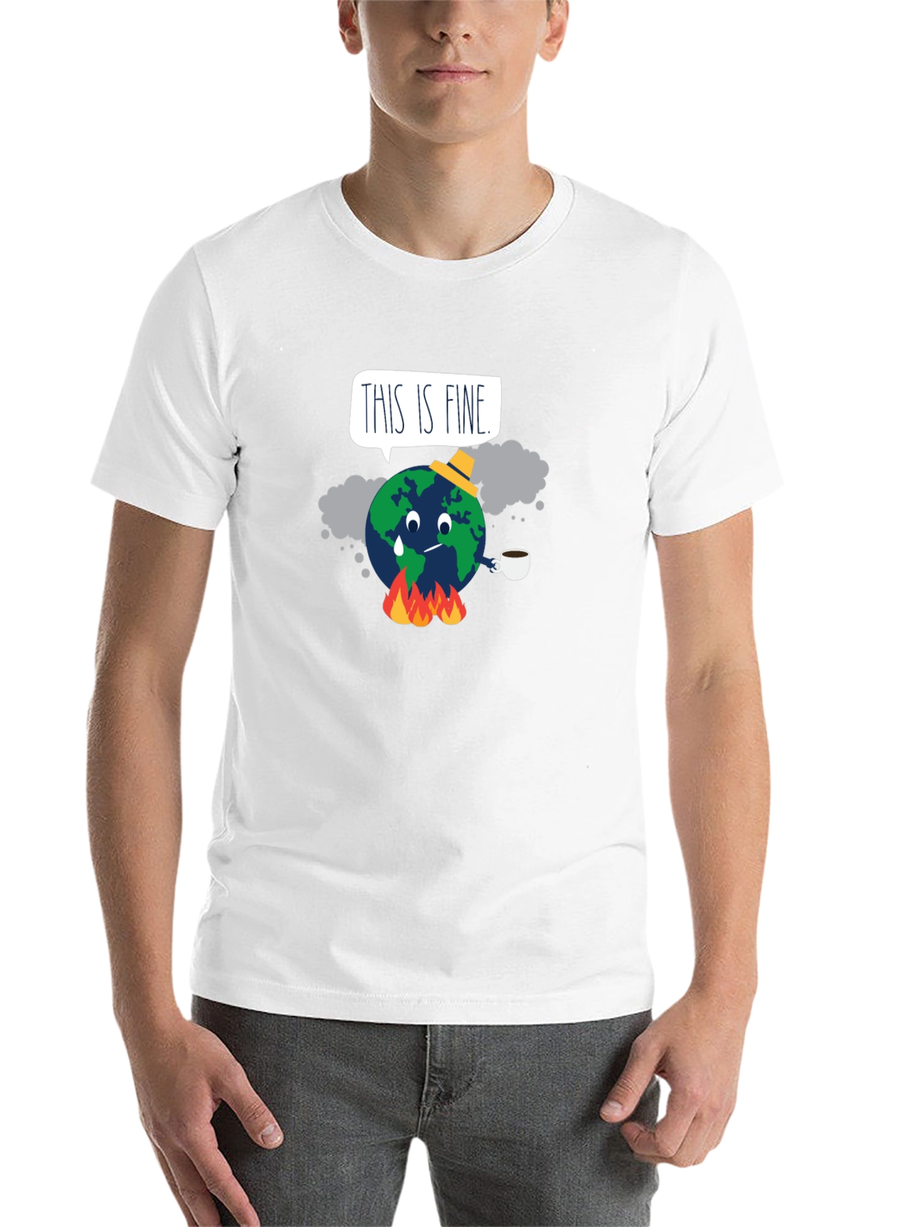 Black This is Fine Global Warming T-Shirt view 14