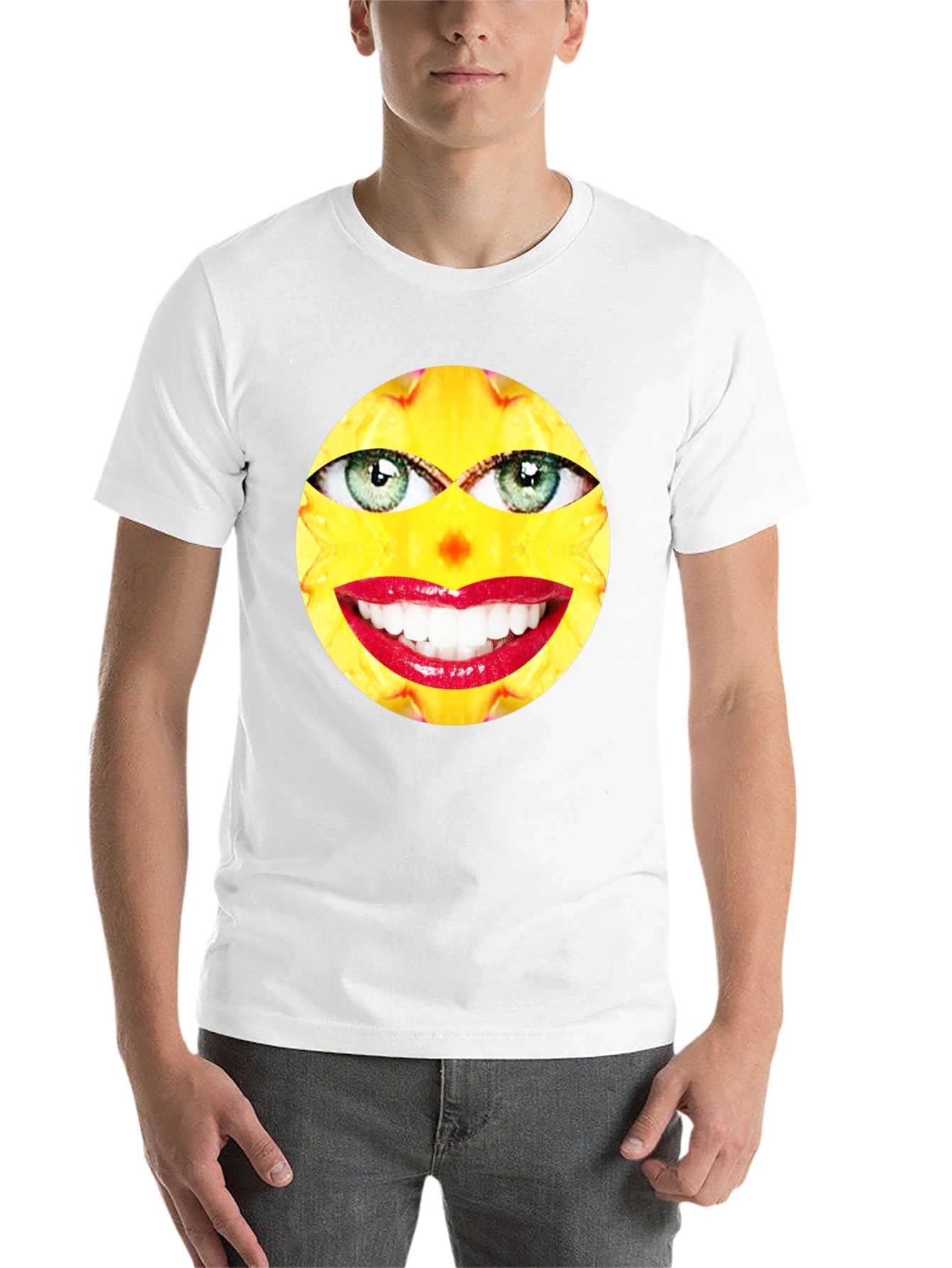 Black Funny Face Graphic Print Black T-Shirt view 14