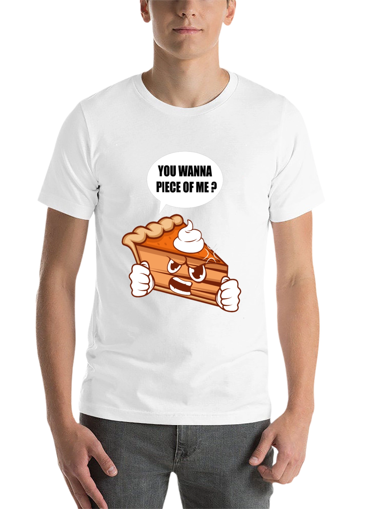 Black Funny Pie Slice Cartoon Graphic T-Shirt view 14