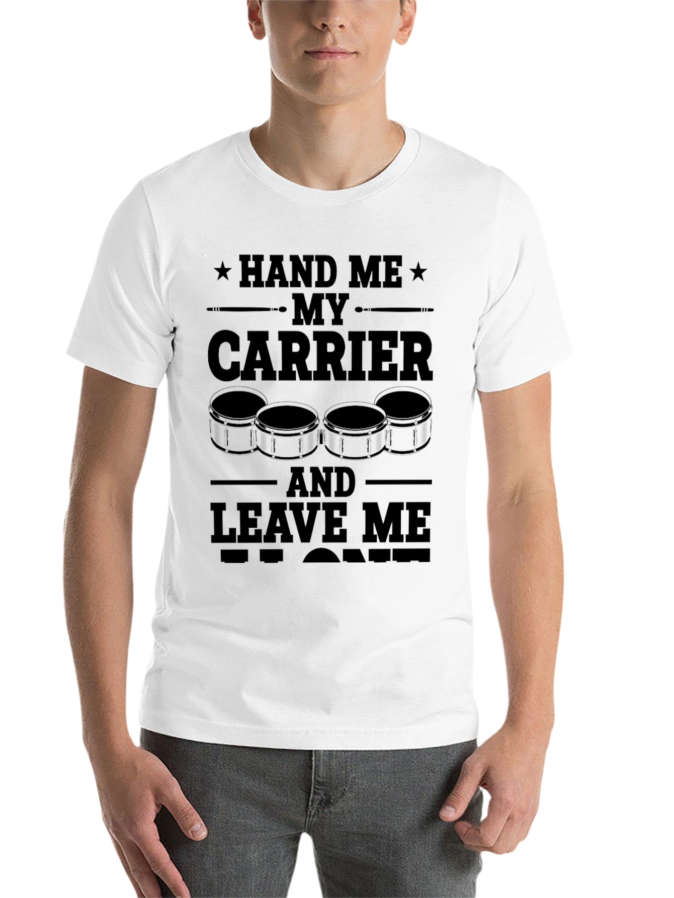Black Hand Me My Carrier Drummer T-Shirt view 14