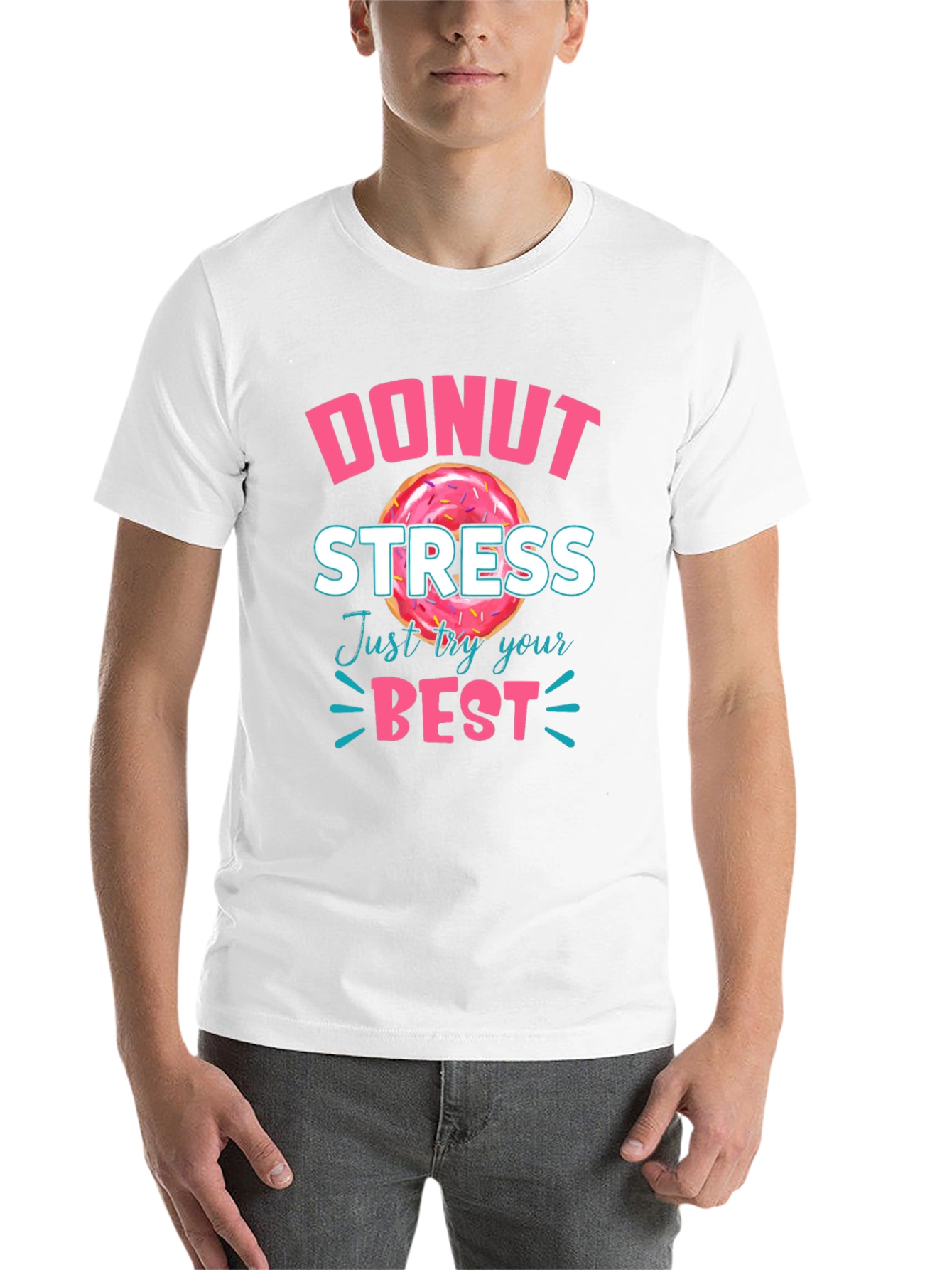 Black Donut Stress T-Shirt - Just Try Your Best view 14