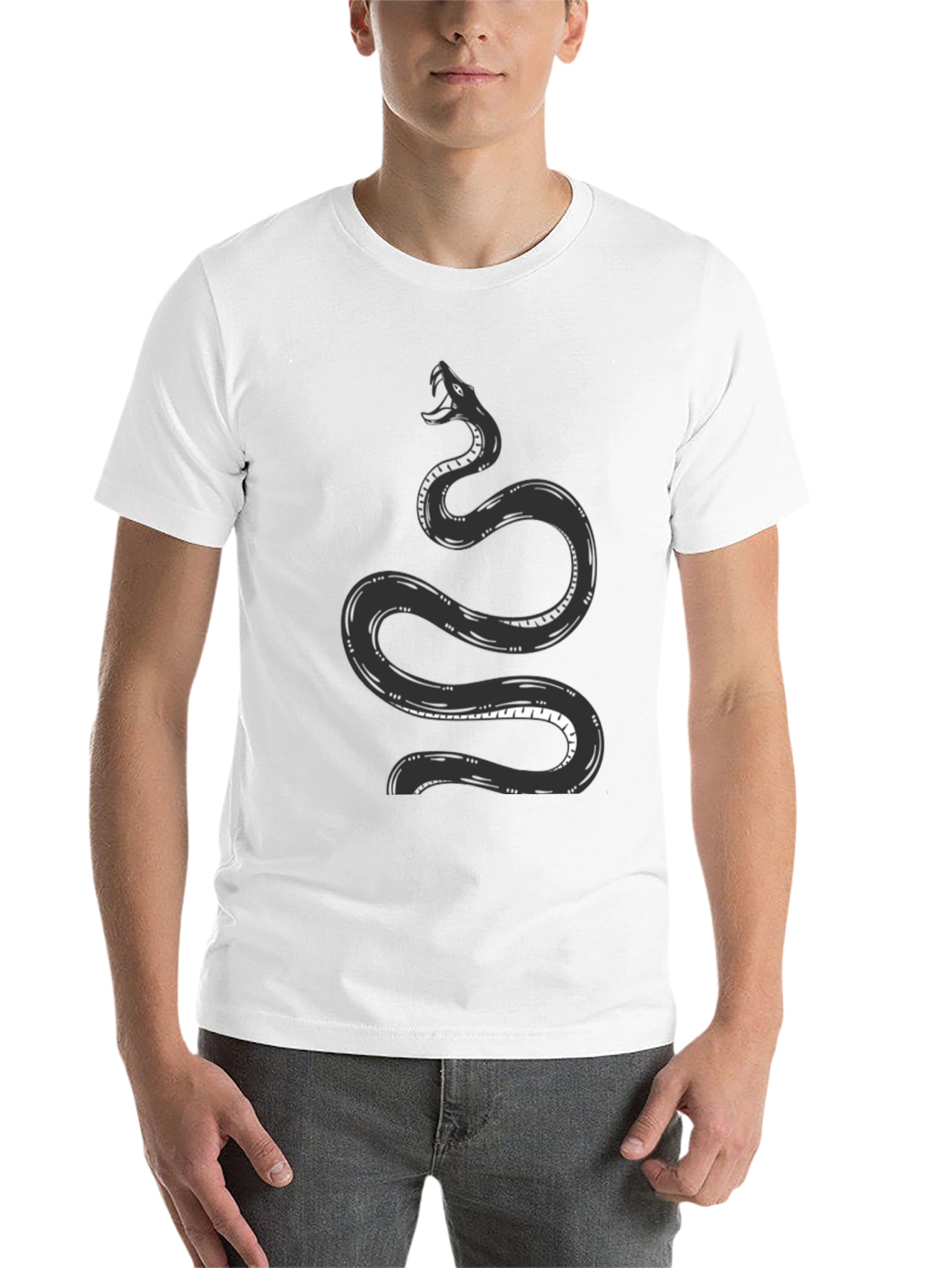 Black Snake Graphic Tee - Black Cotton T-Shirt view 14