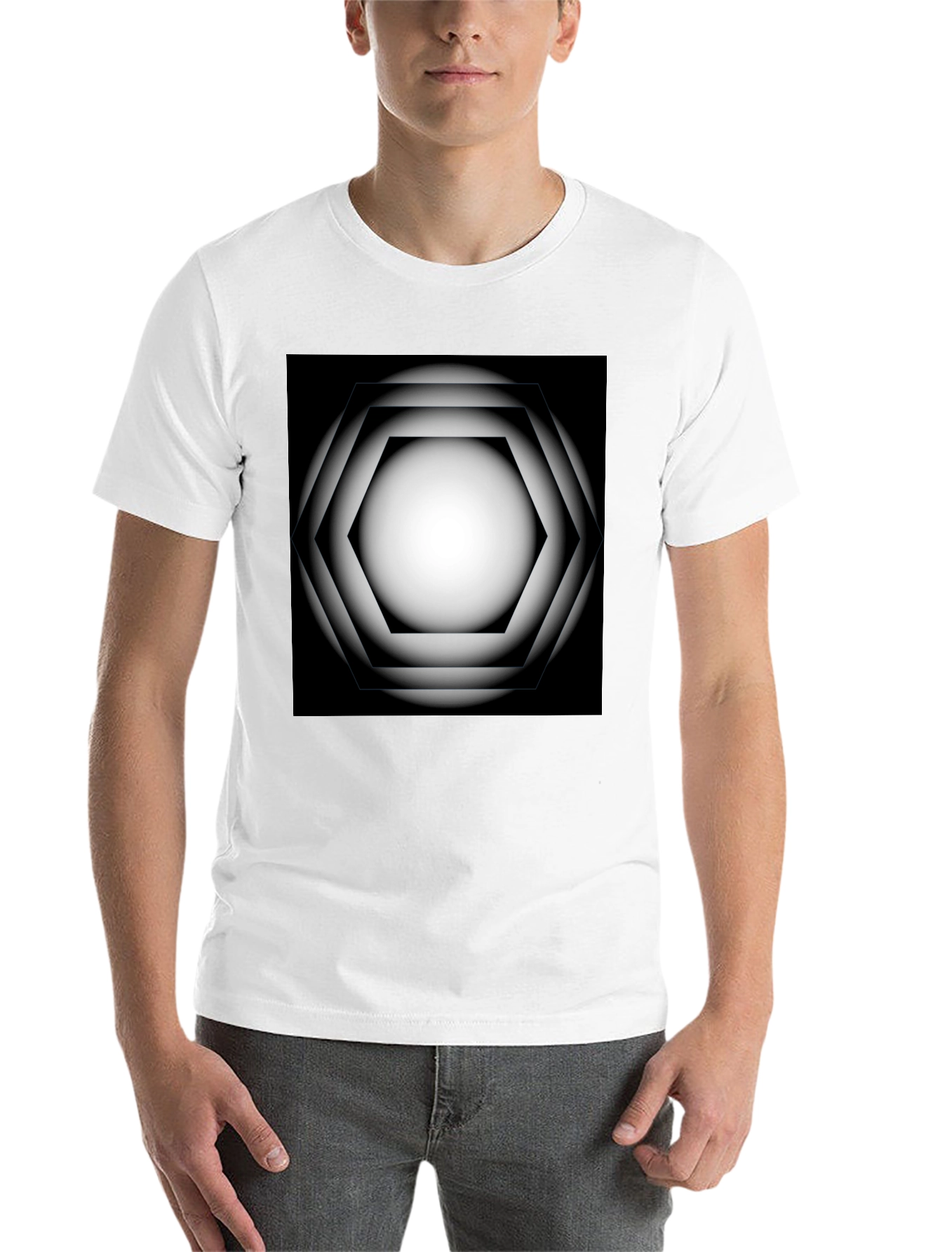 Black Geometric Gradient Graphic Tee view 14