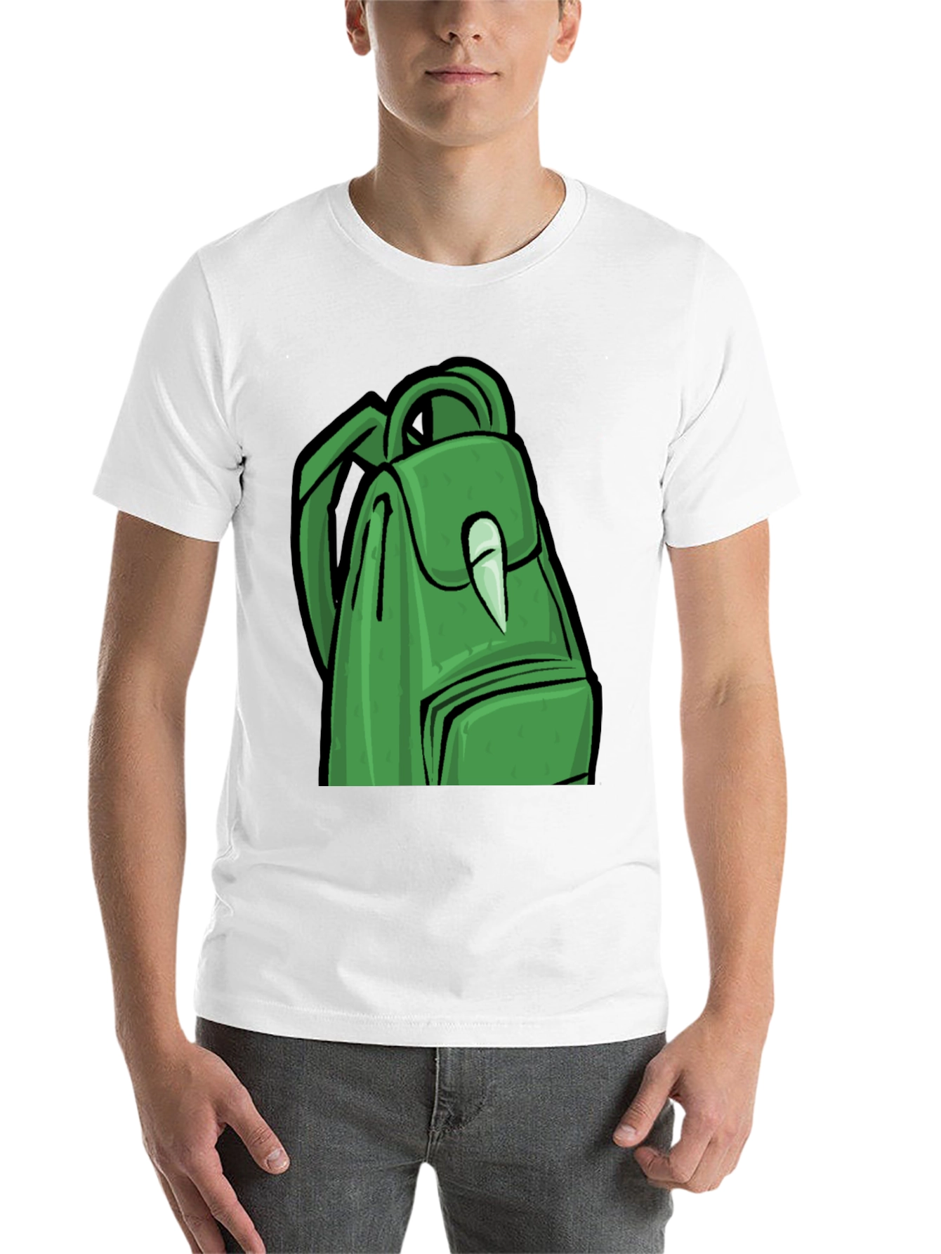 Black Green Backpack Graphic T-Shirt - Trendy Style view 14