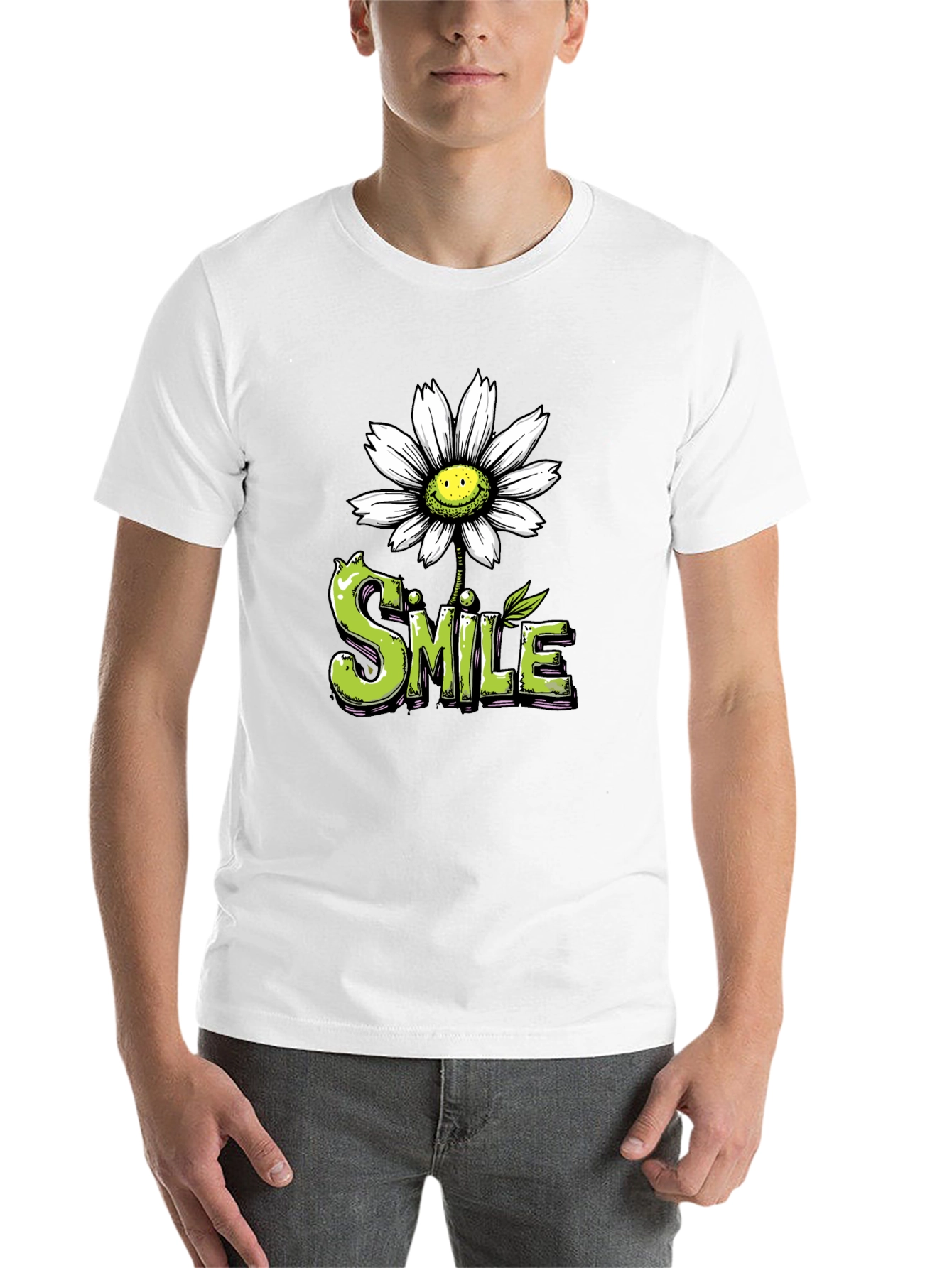 Black Smile Daisy Graphic Tee - Positive Vibes Shirt view 14