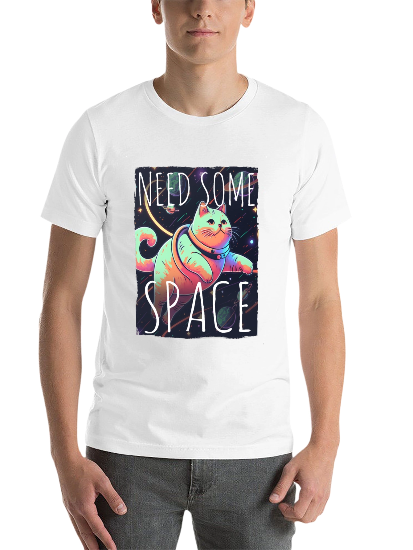 Black Need Some Space Cat Graphic Tee - Black view 14