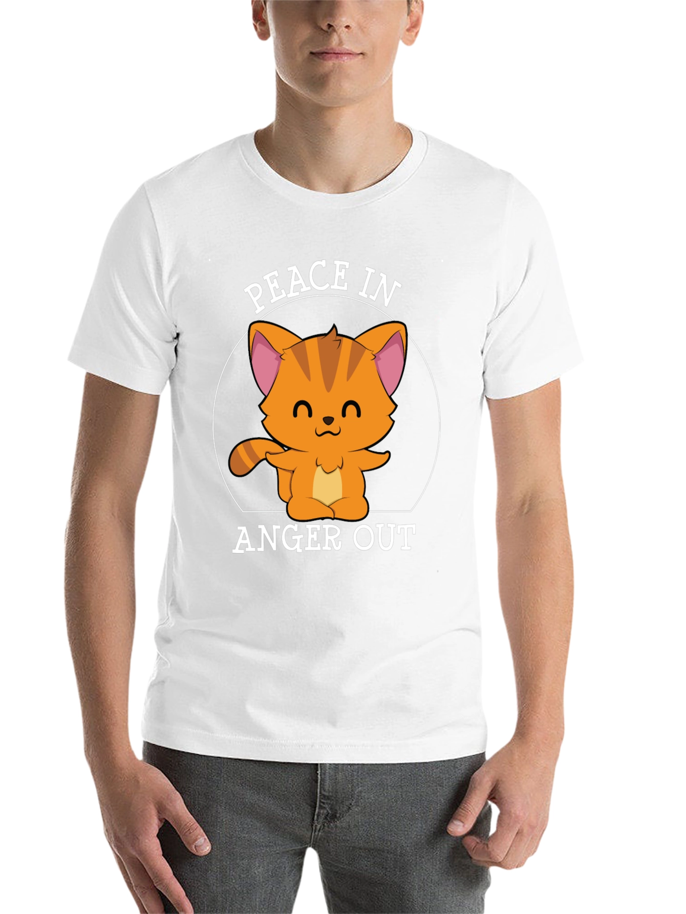 Black Peace In Anger Out Cat T-Shirt view 14