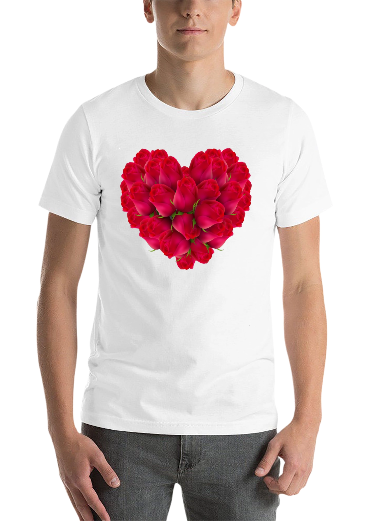 Black Rose Heart Black T-Shirt - Romantic Floral Tee view 14