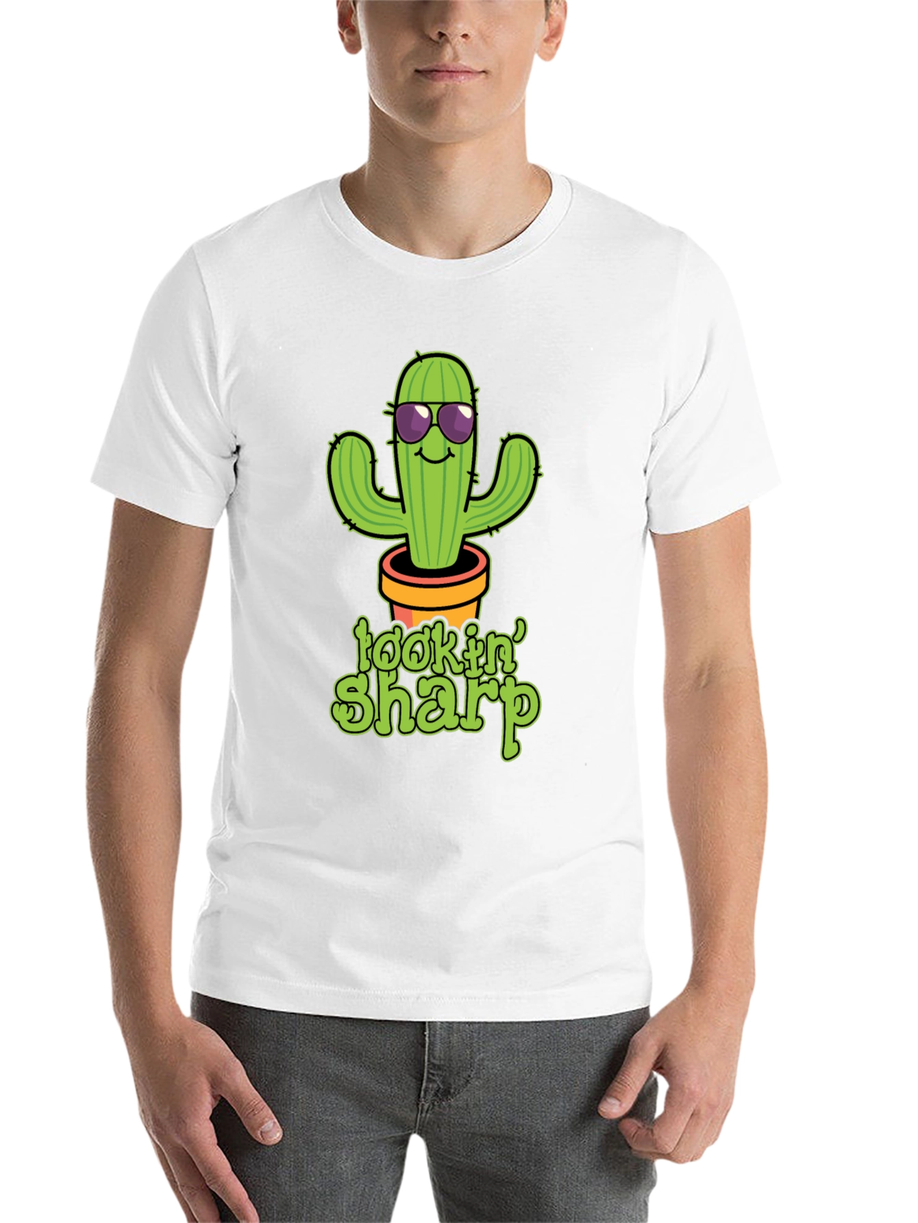 Black Lookin' Sharp Cactus Graphic T-Shirt - Funny Potted Plant Tee view 14