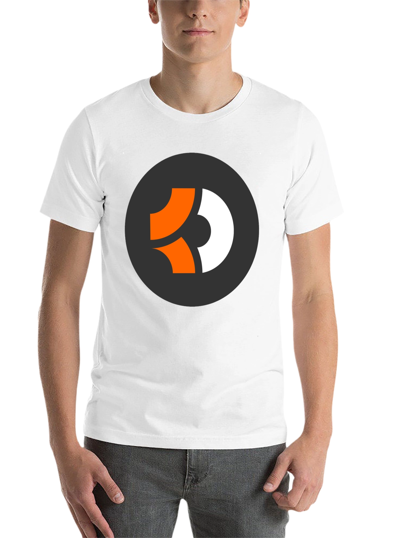 Modern Graphic Tee - Black with Abstract Circle Logo - 14