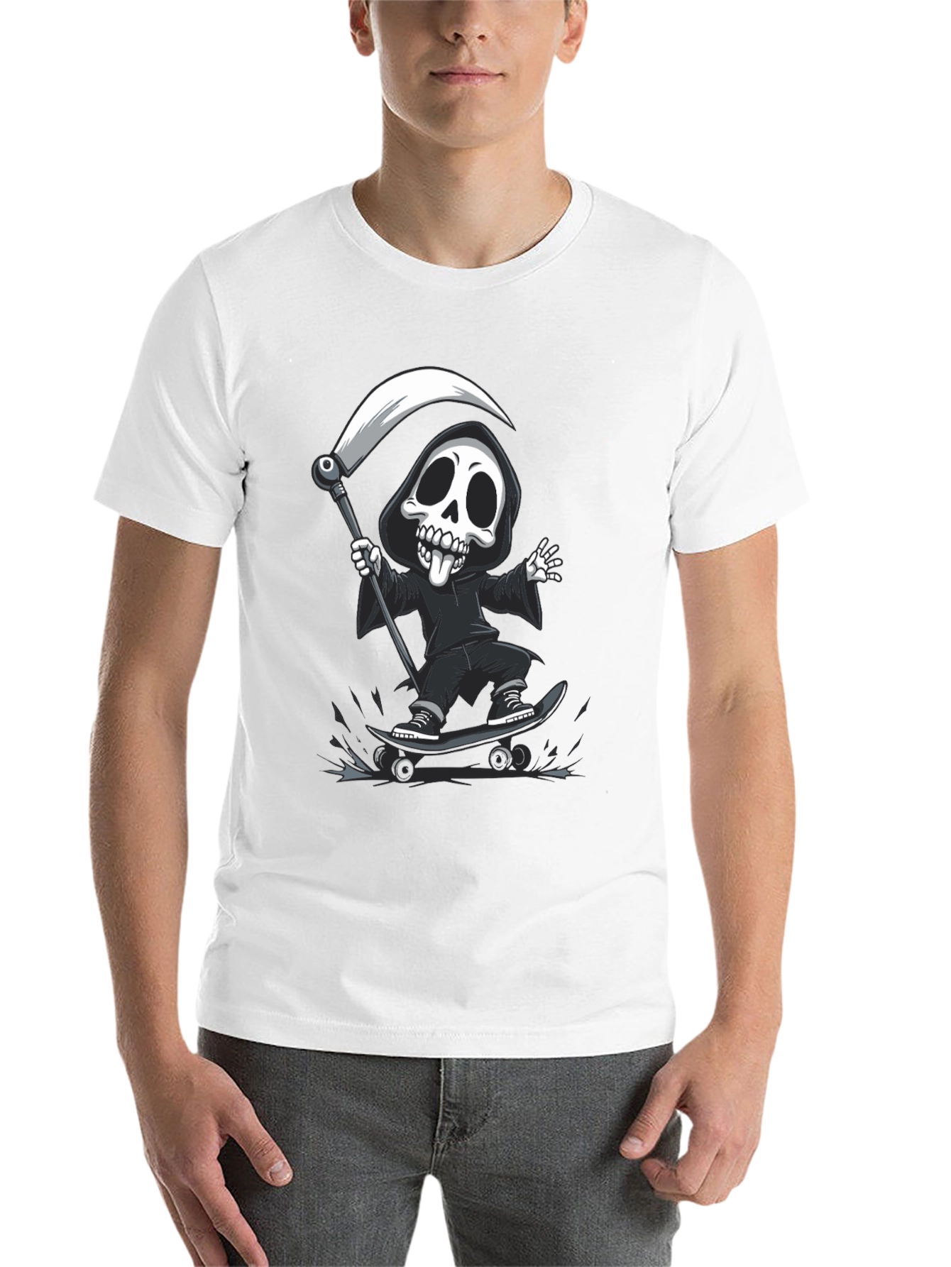 Black Skateboarding Grim Reaper Black T-Shirt view 14
