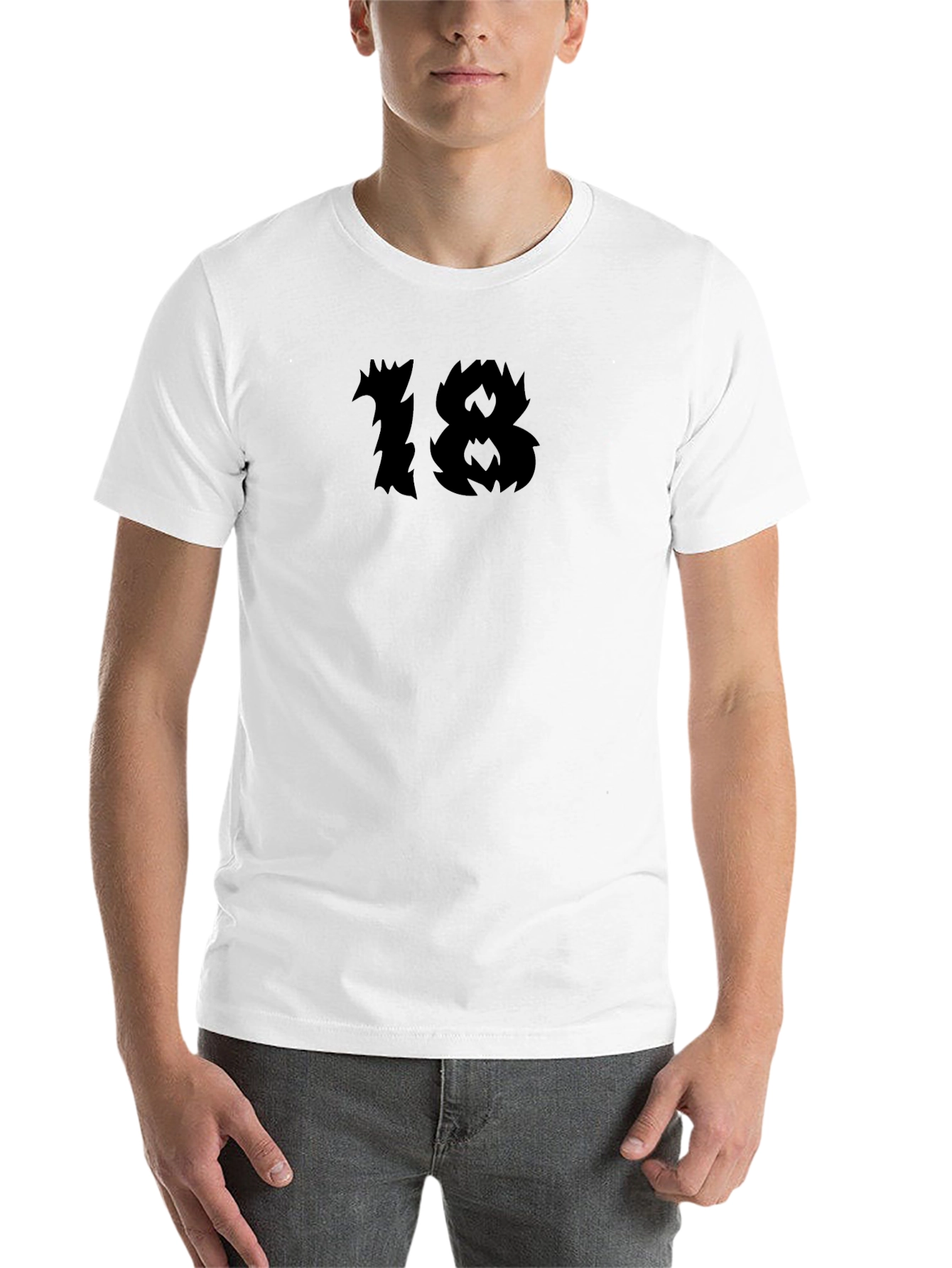 Black Men's Black Graphic Tee - Edgy "18" Design view 14