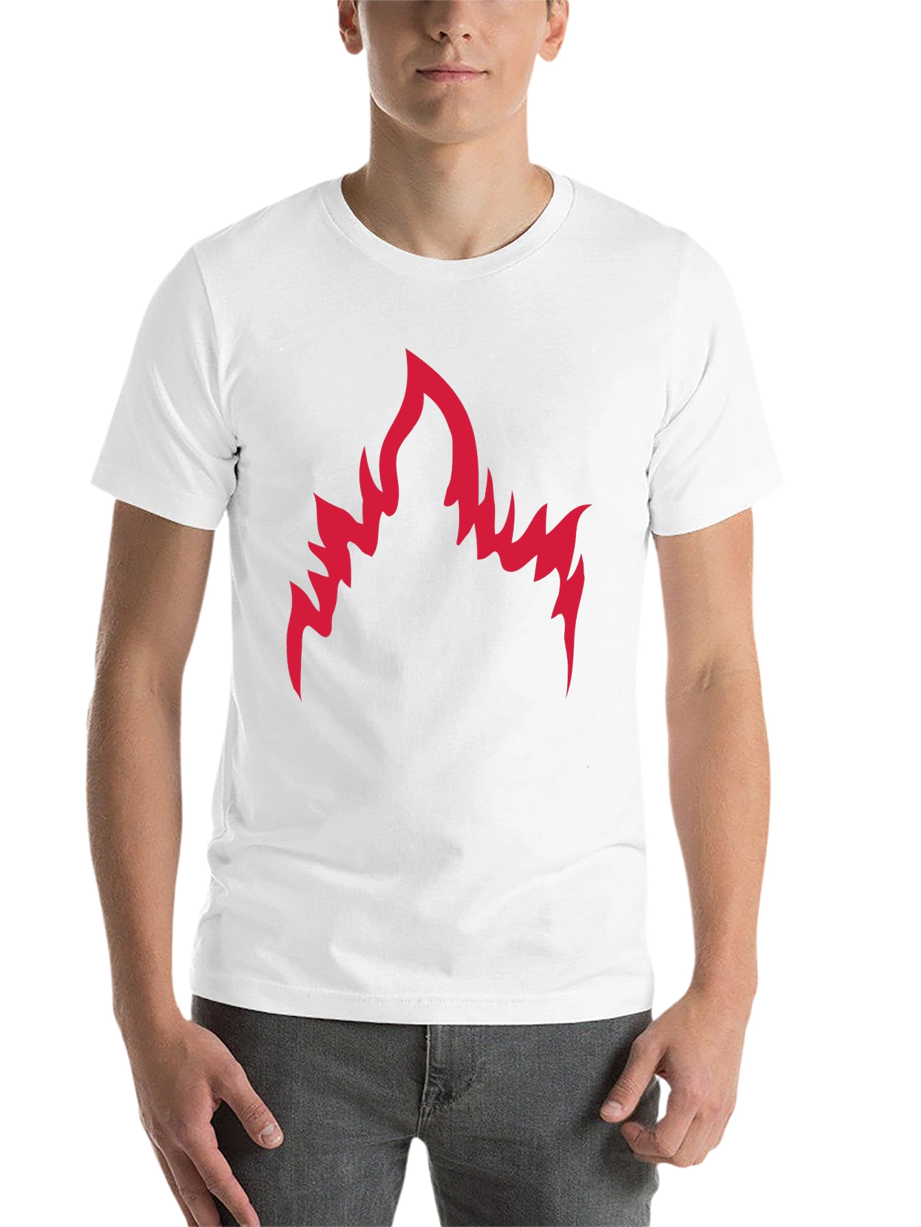 Black Men's Black T-Shirt with Red Flame Graphic view 14