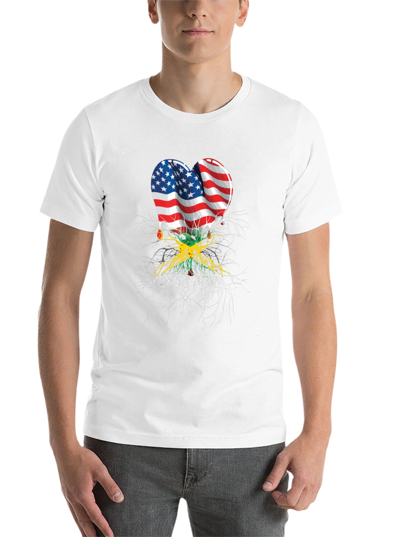 USA Jamaica Flag Heart Roots T-Shirt - 14