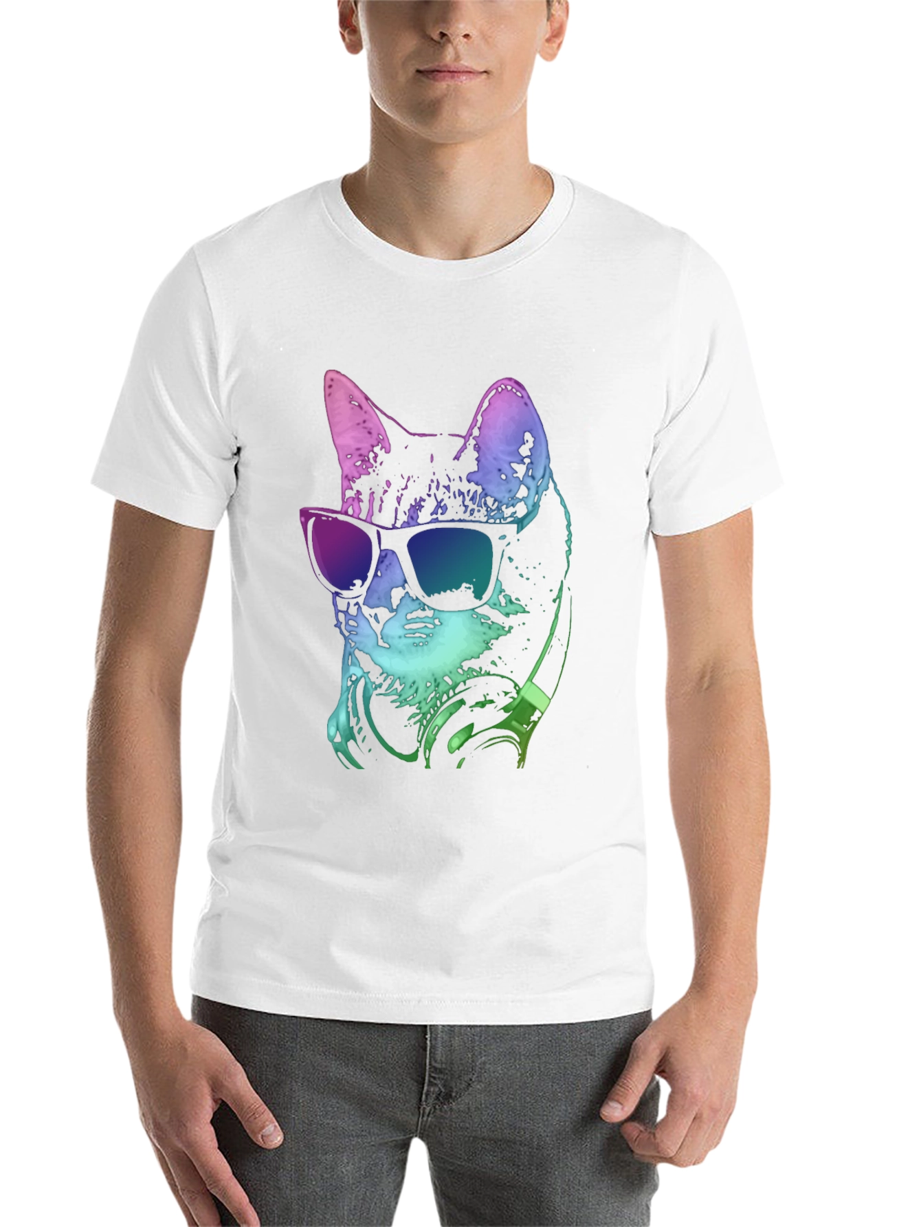 Black Cool Cat Tee: Stylish Graphic Print T-Shirt view 14
