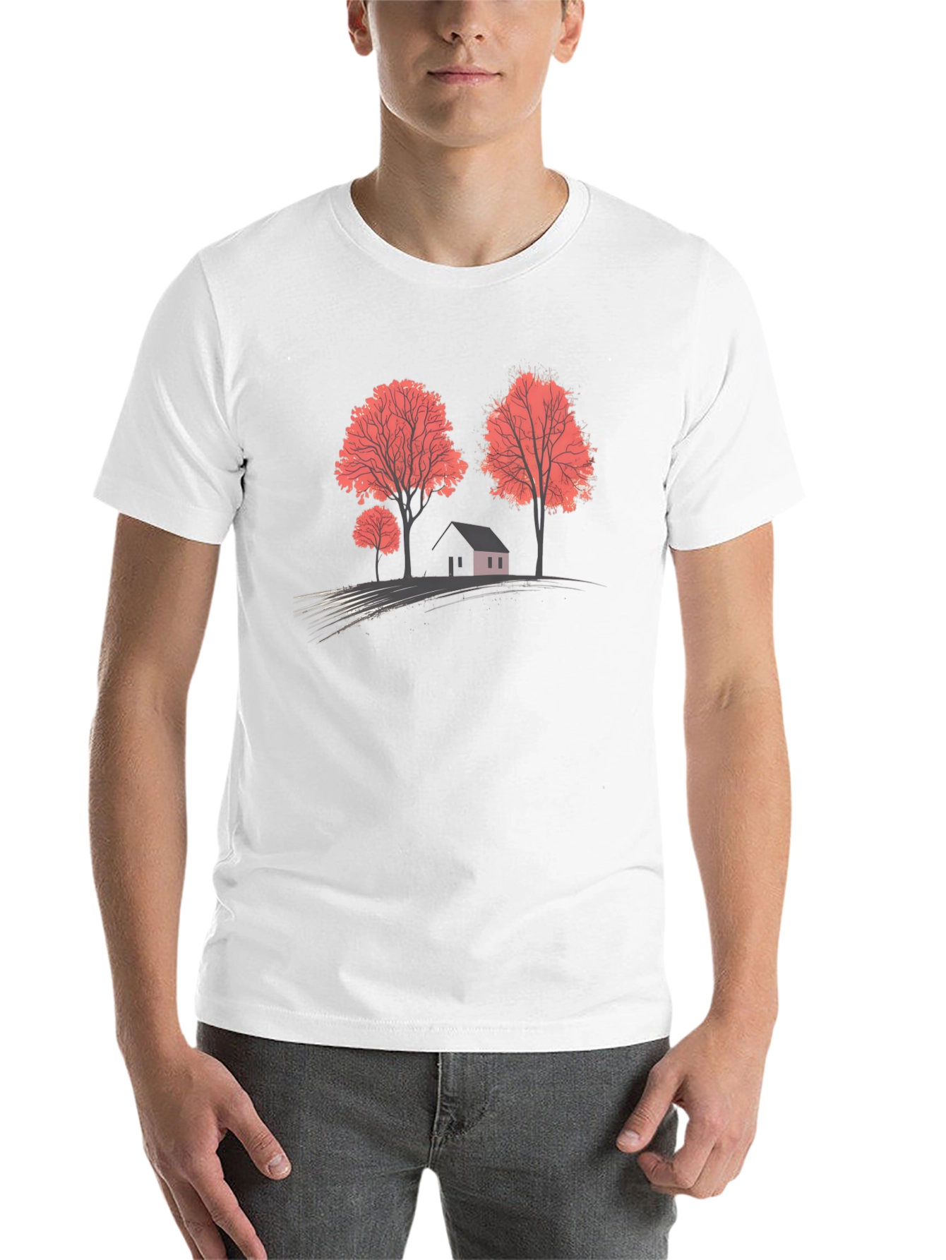 Black Nature Scene Graphic T-Shirt - Black view 14
