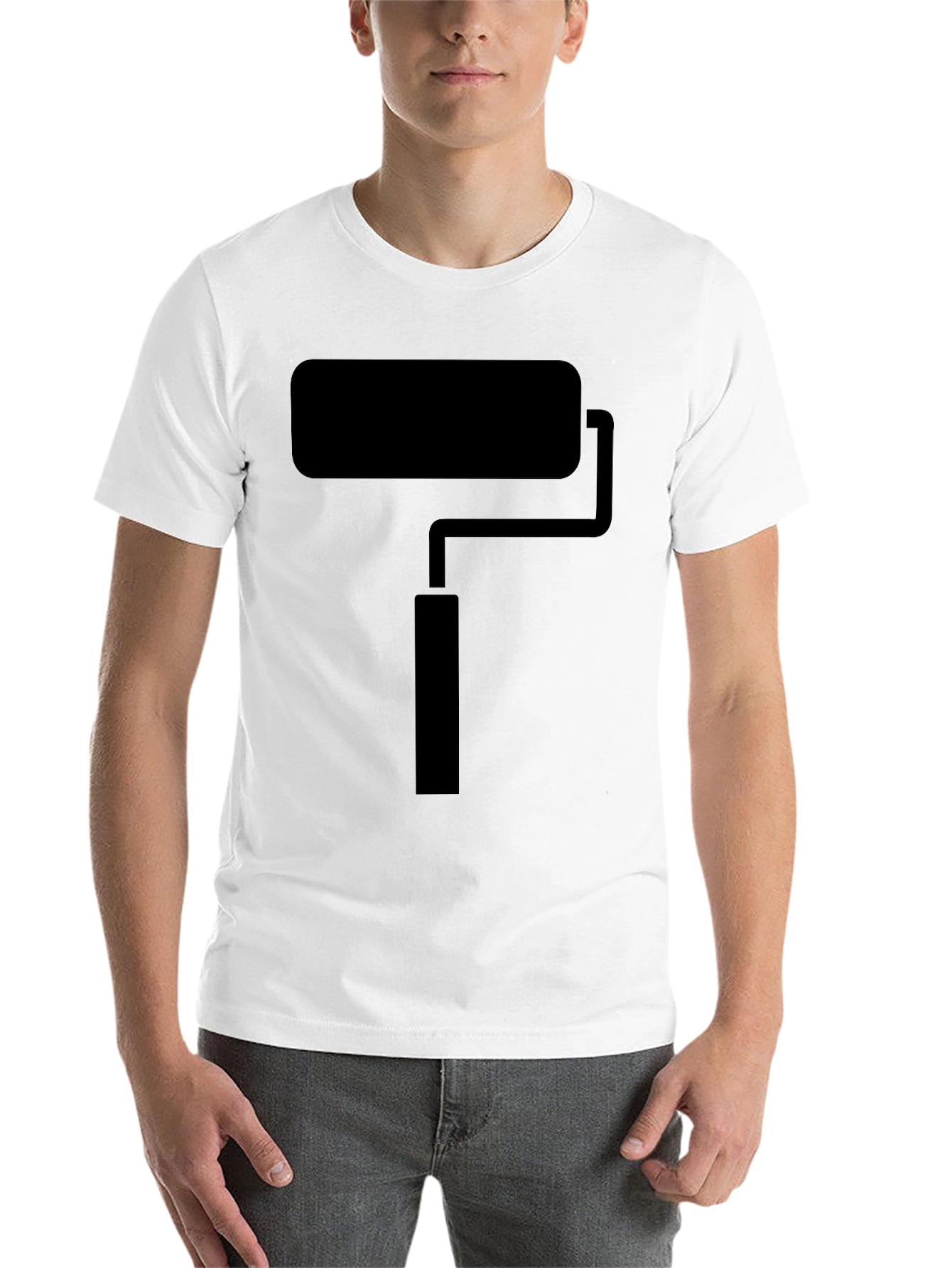 Black Paint Roller Graphic Tee - Black Crew Neck T-Shirt view 14