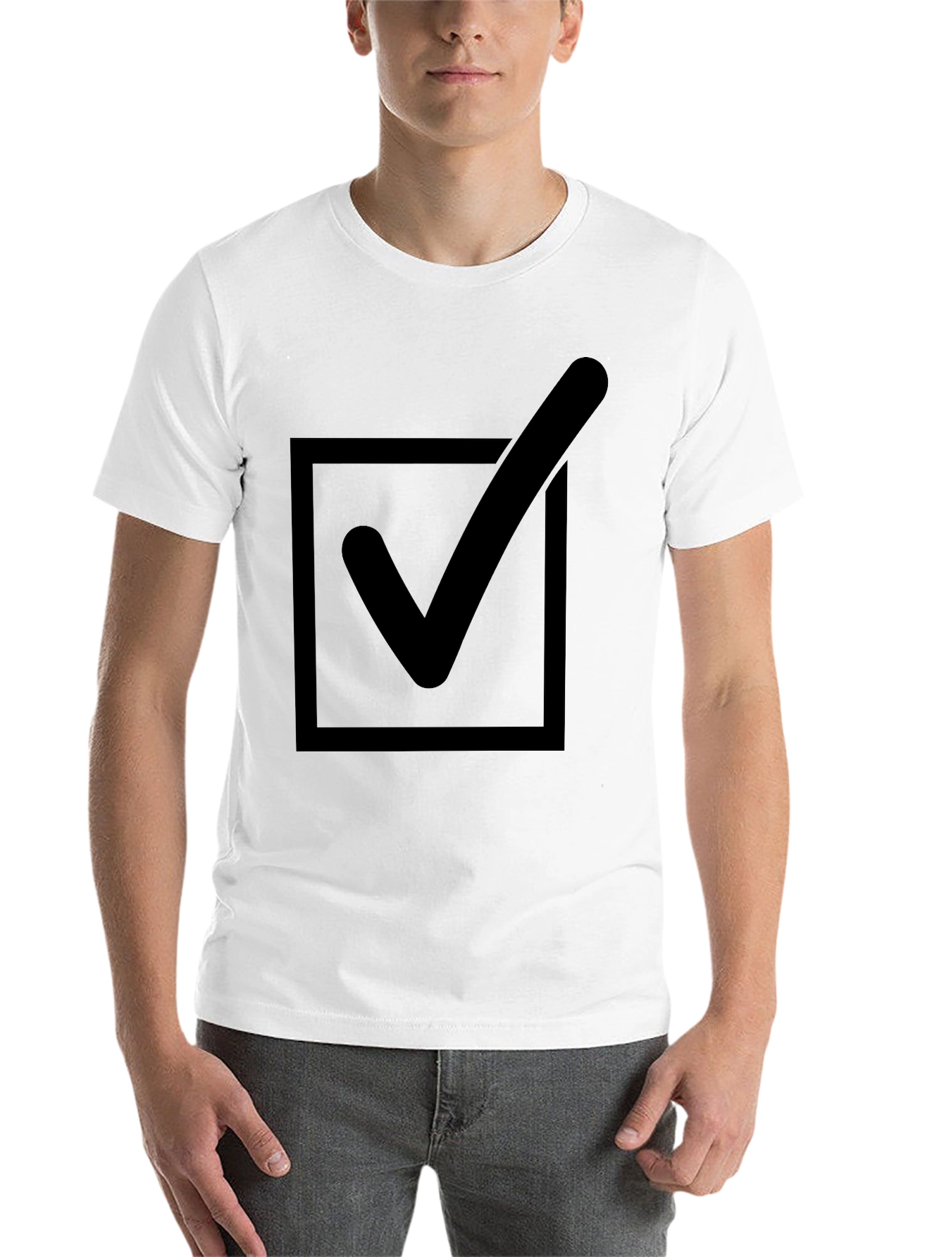 Black Check Box T-Shirt - Black Cotton Blend Tee view 14