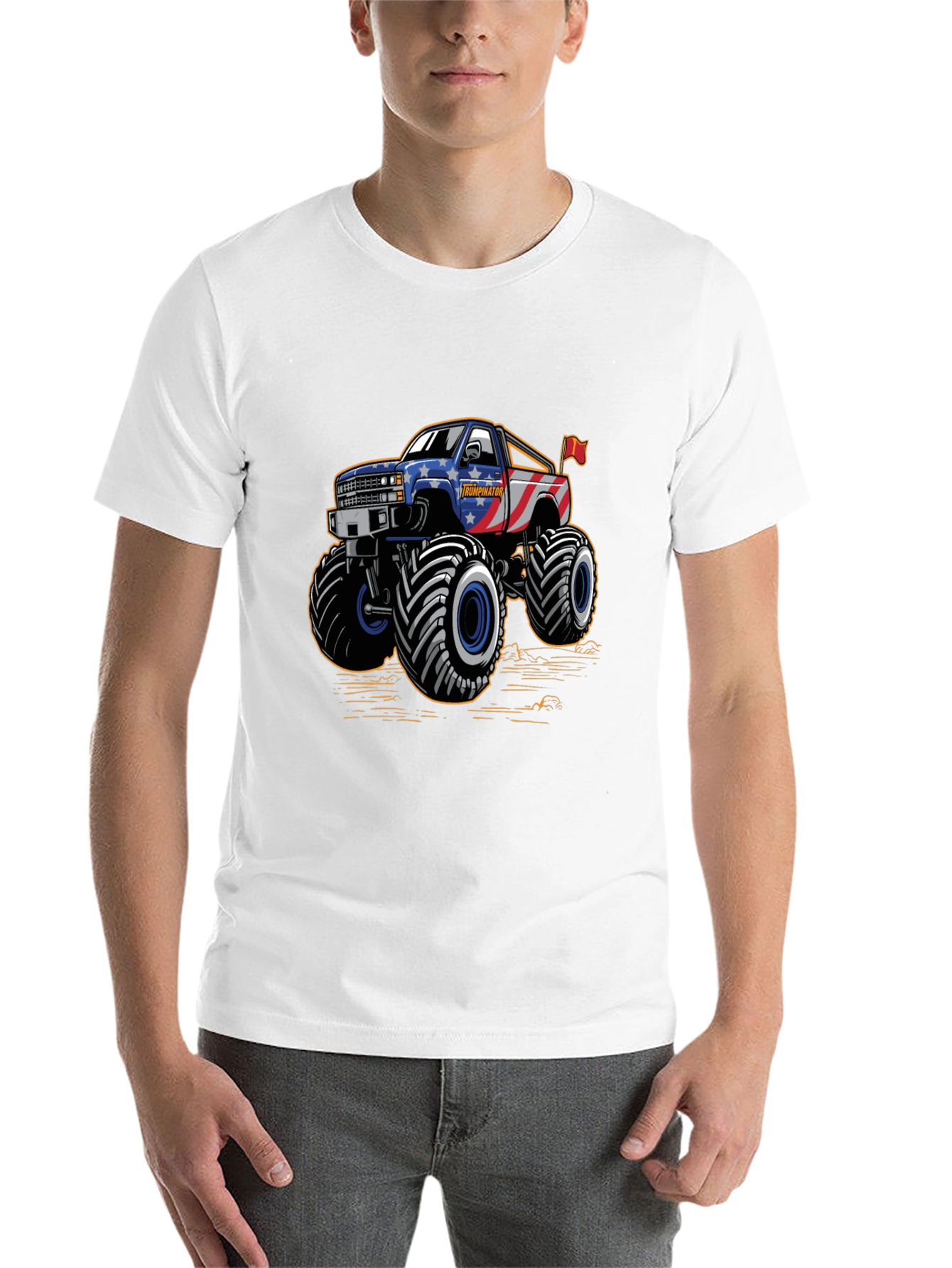 Black Monster Truck Tee - Patriotic USA Design view 14