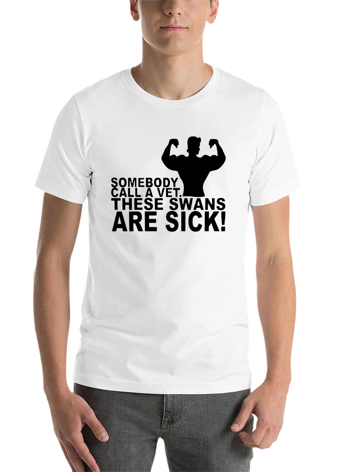 Black "Sick Swans" Graphic T-Shirt - Black view 14