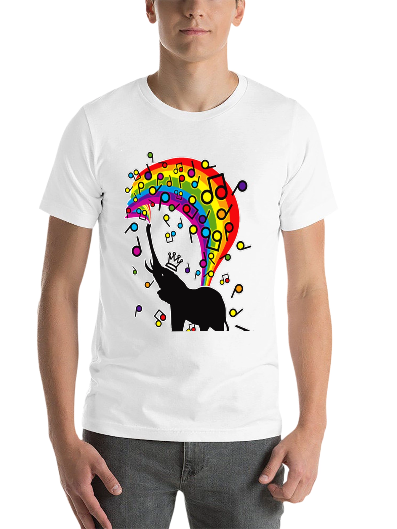 Black Rainbow Elephant Music Note Graphic Tee view 14