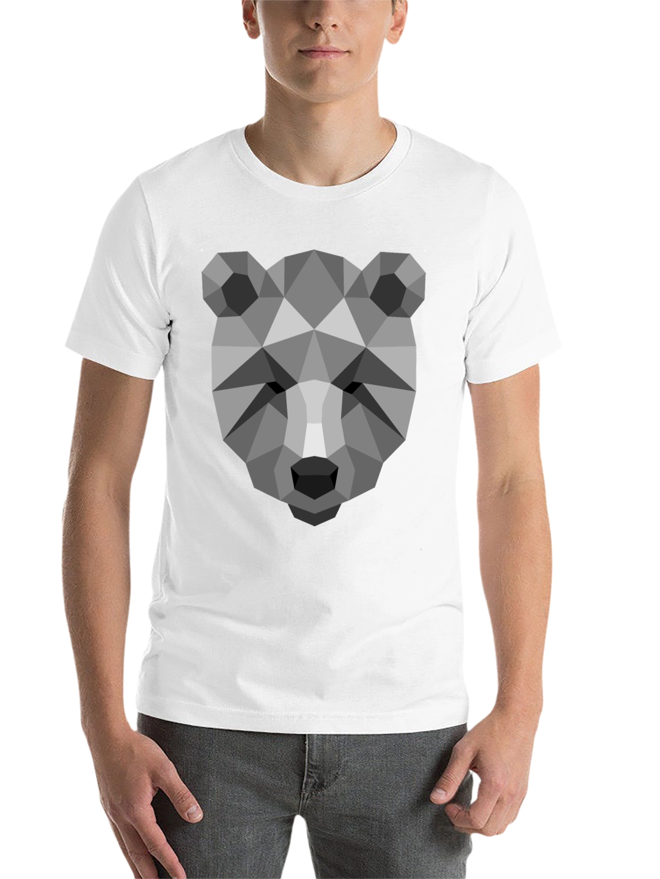 Black Geometric Bear Head T-Shirt - Modern Graphic Tee view 14