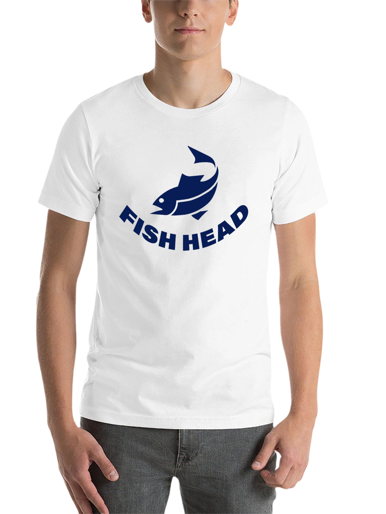 Black Fish Head Graphic Tee - Casual Crew Neck T-Shirt view 14