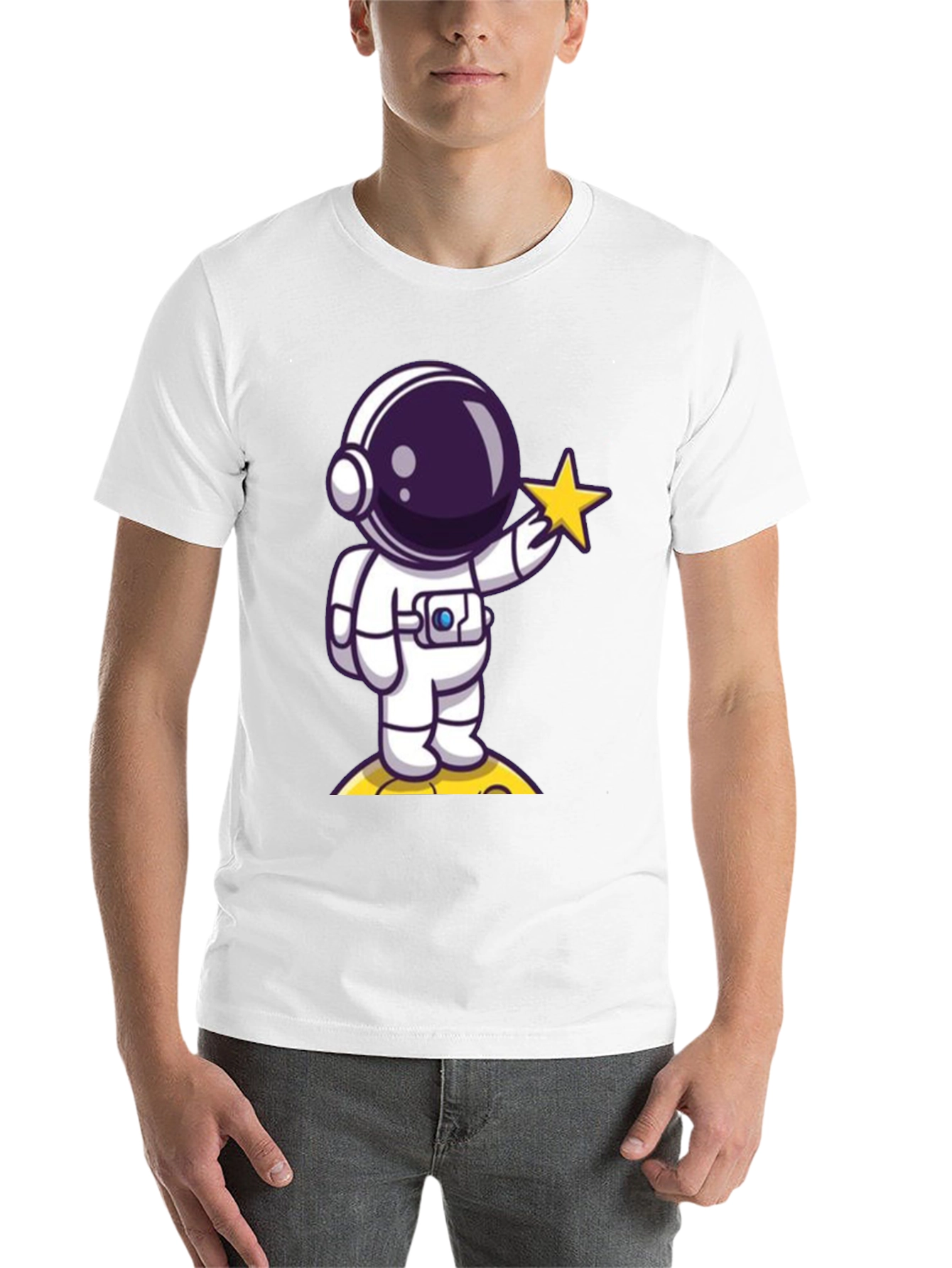 Black Astronaut Holding Star Graphic T-Shirt view 14