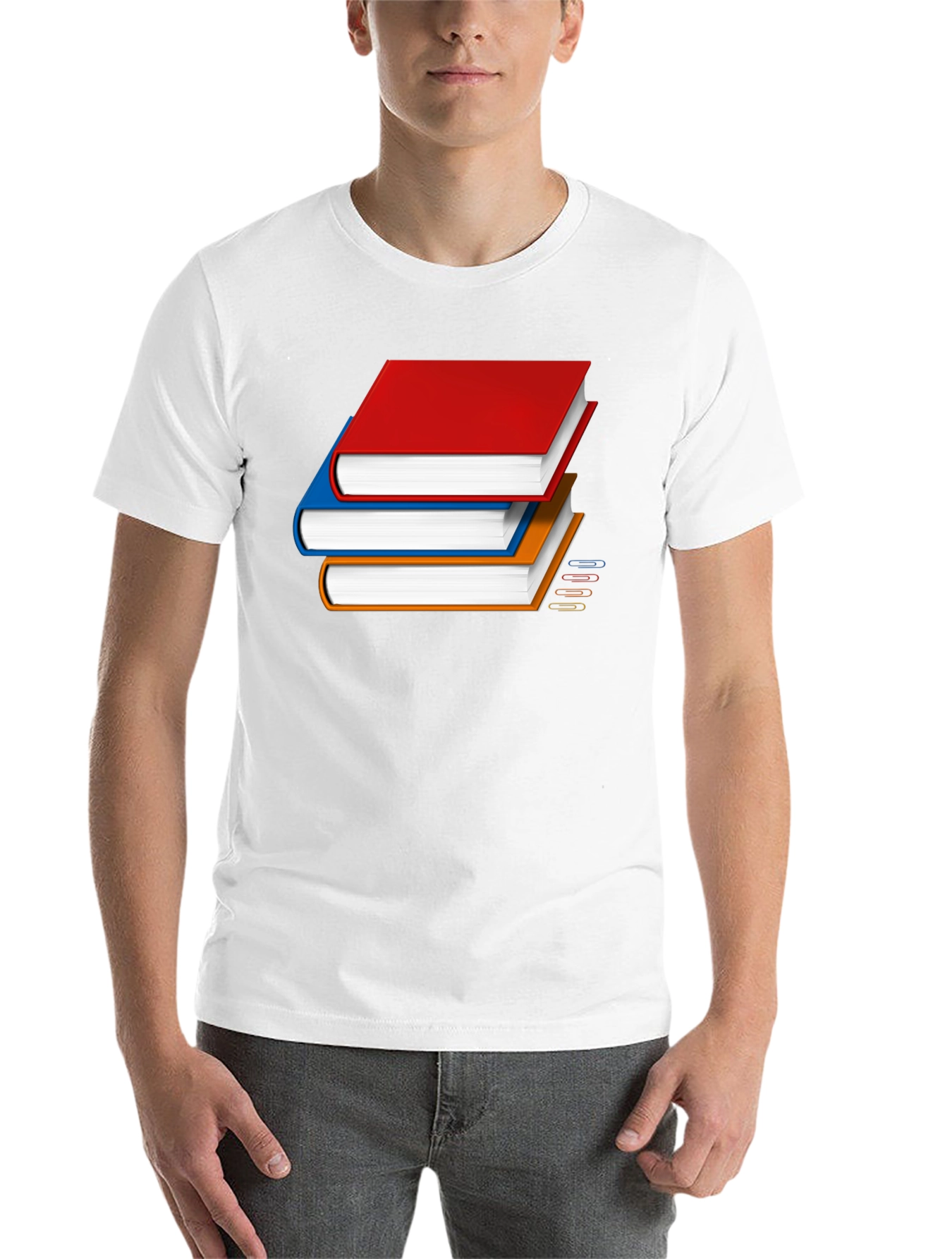 Black Book Stack Graphic T-Shirt - Novelty Reader Tee view 14