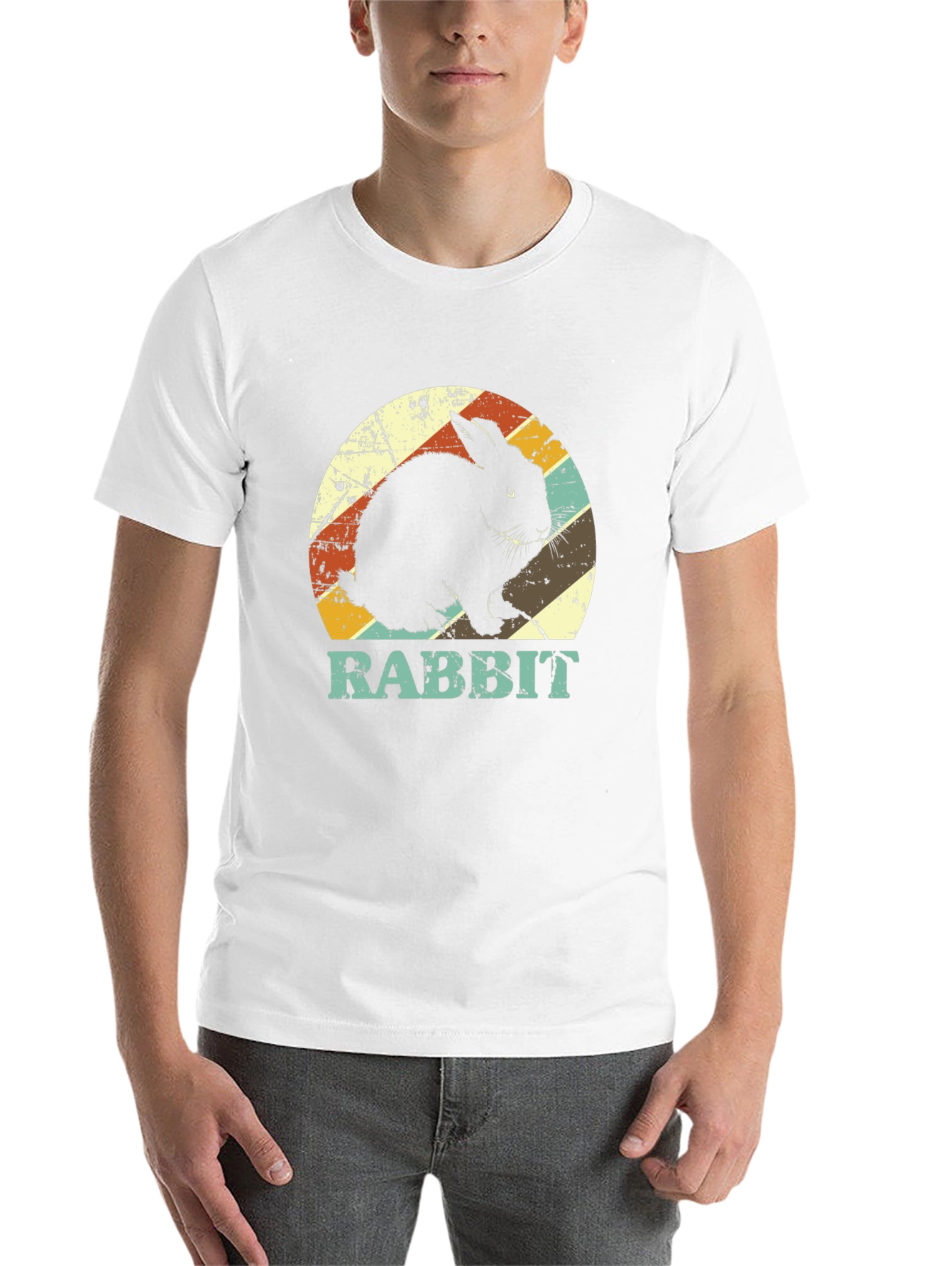 Black Retro Rabbit Graphic Tee - Vintage Style T-Shirt view 14