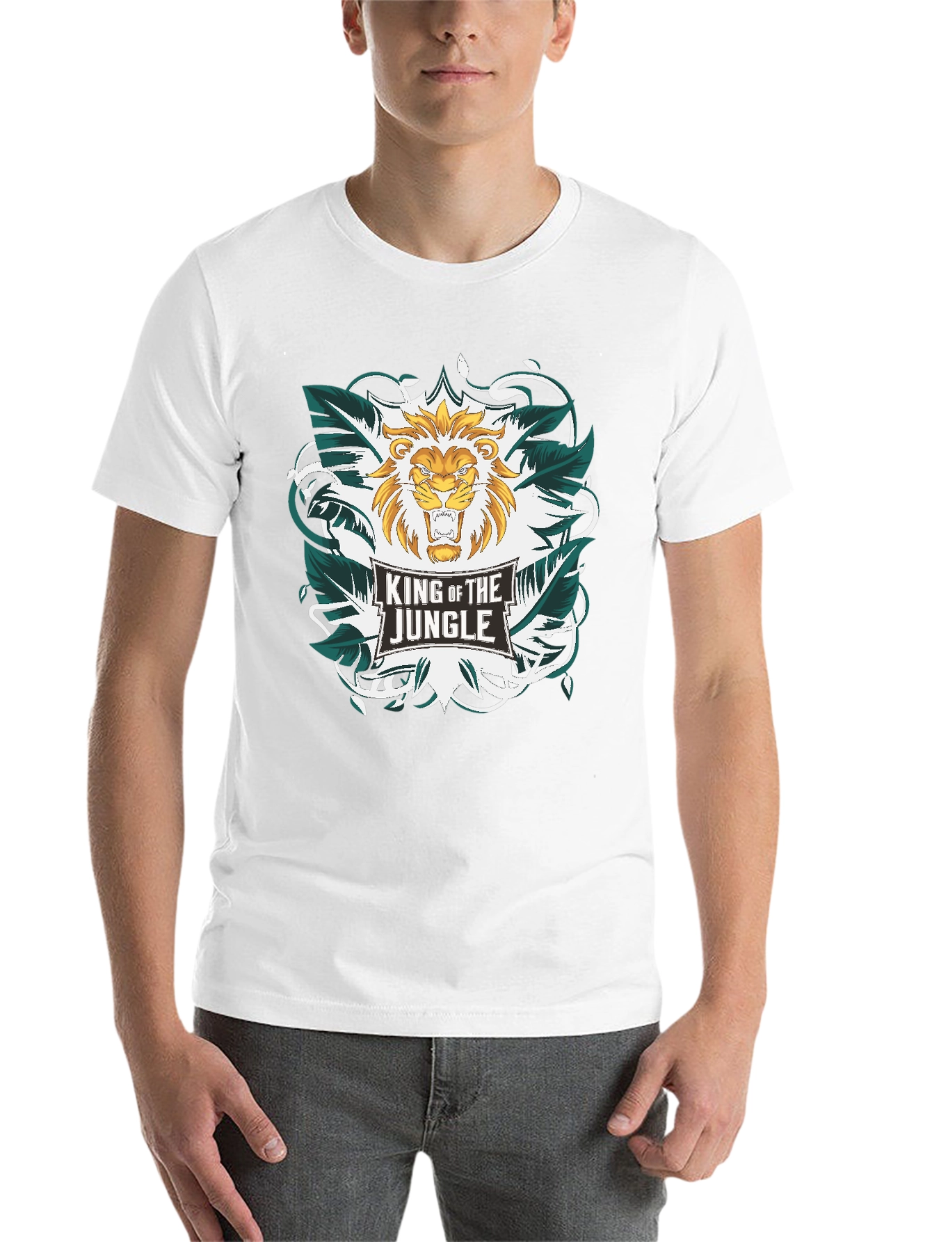 Black King of the Jungle Lion Graphic T-Shirt view 14