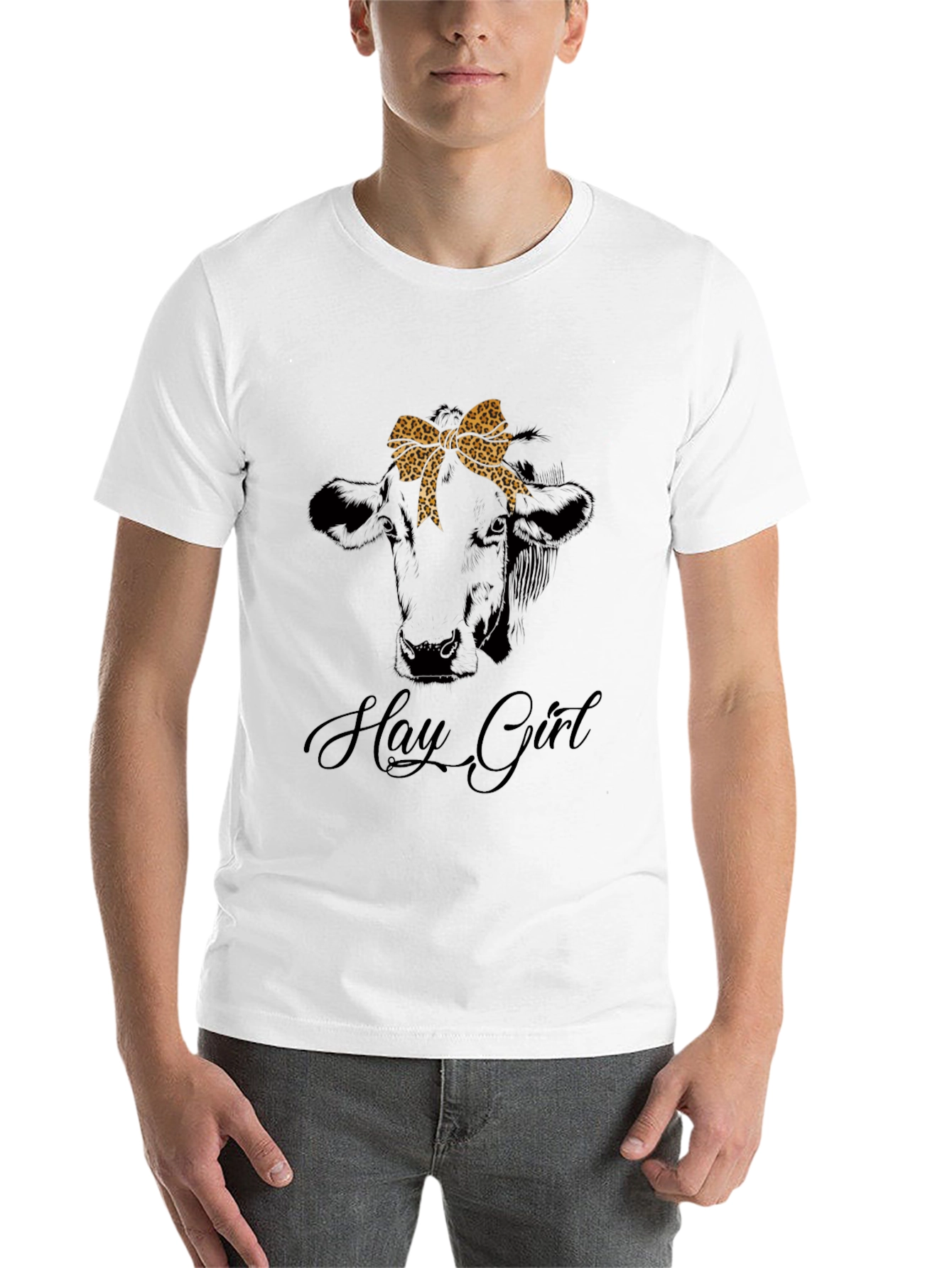 Hay Girl Cow Graphic Tee - Animal Lover T-Shirt - 14