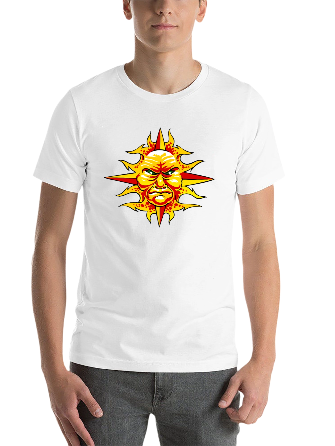 Black Angry Sun Graphic Tee - Unique Design, Black T-Shirt view 14