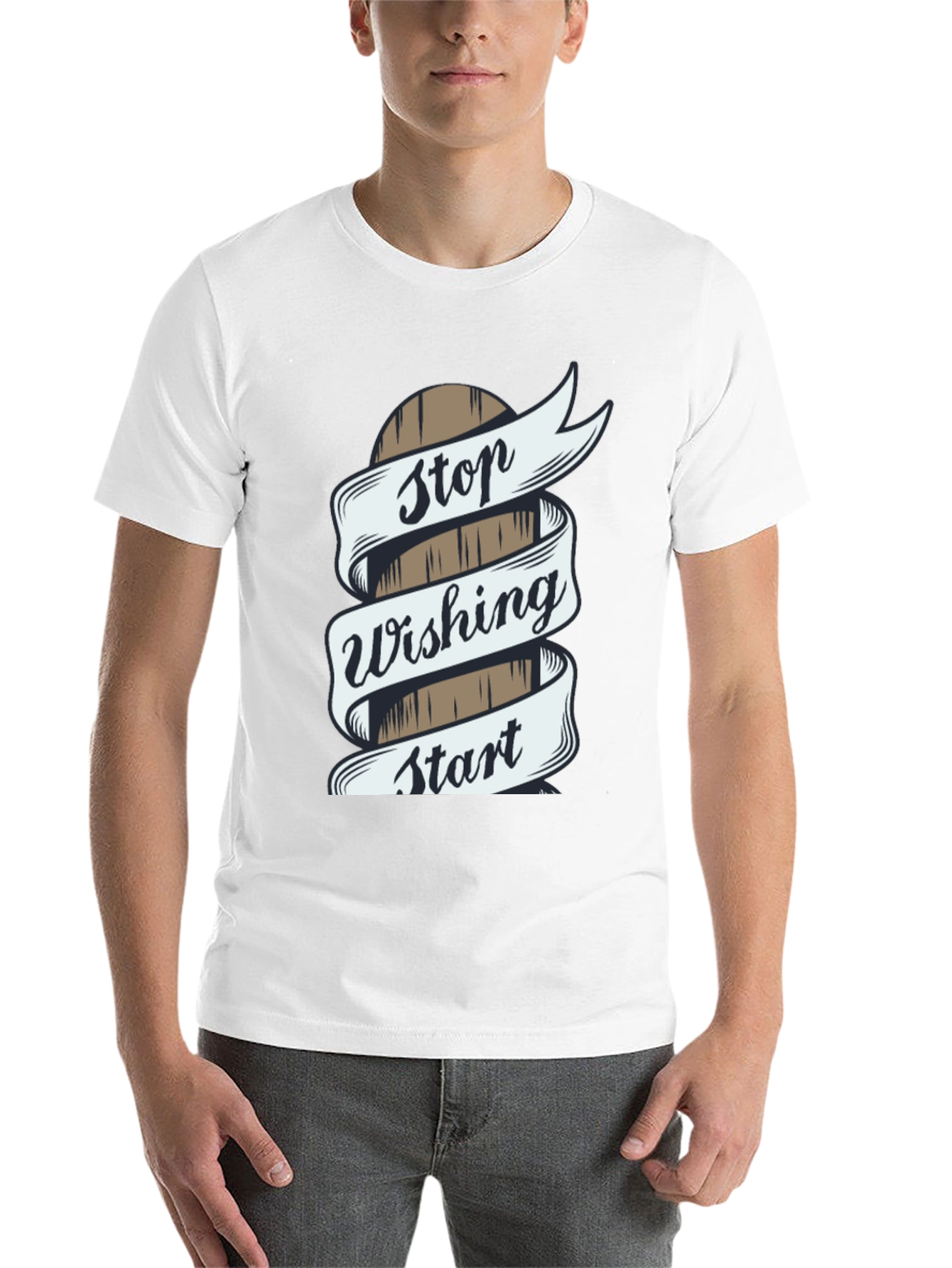 Black Stop Wishing Start Doing T-Shirt view 14