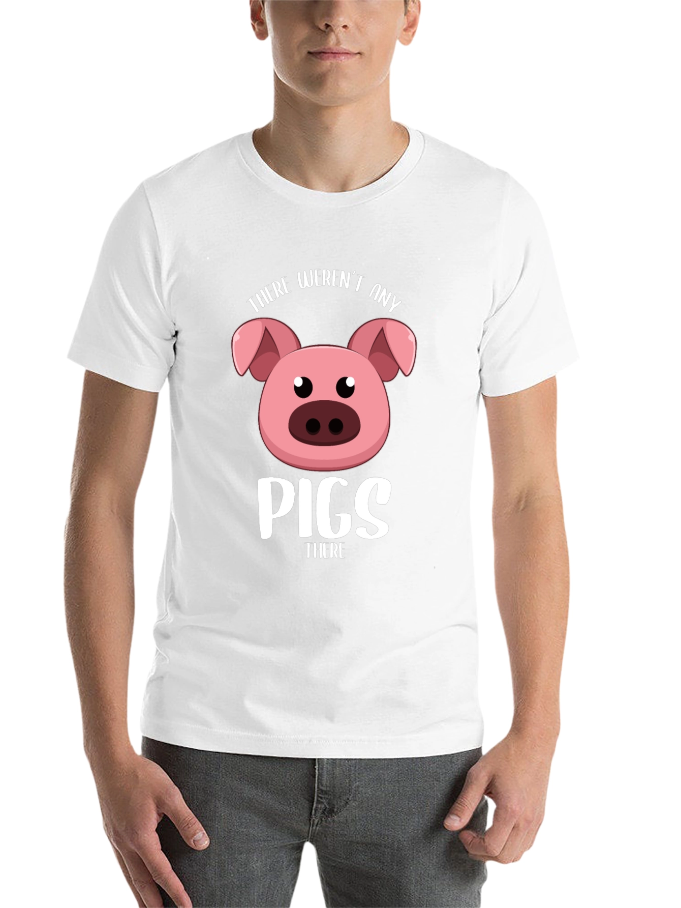 Black Funny Pig T-Shirt - "There Weren't Any Pigs There" view 14