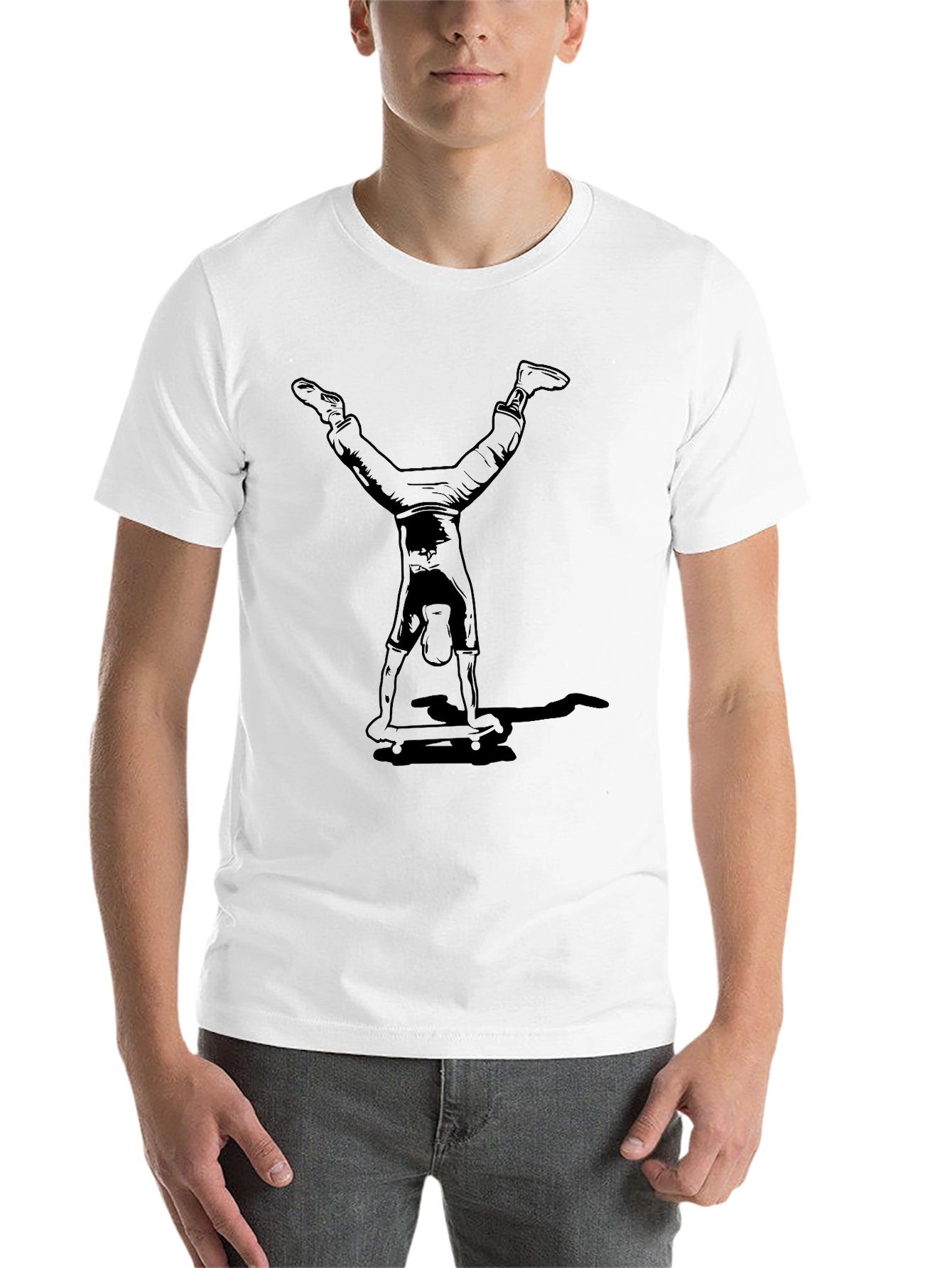 Black Handstand Skateboarder Graphic Tee - Black view 14
