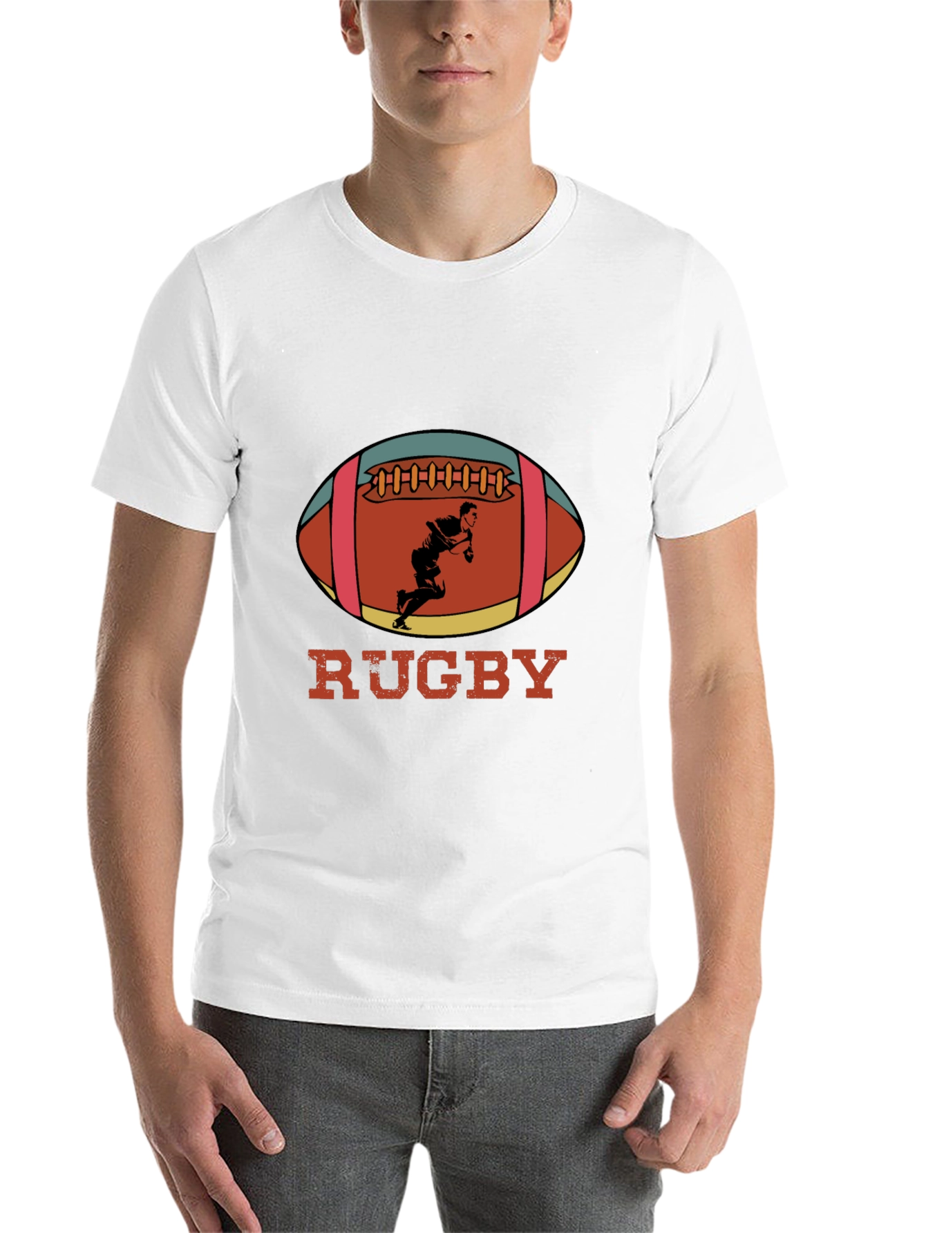 Black Rugby Player Graphic T-Shirt view 14