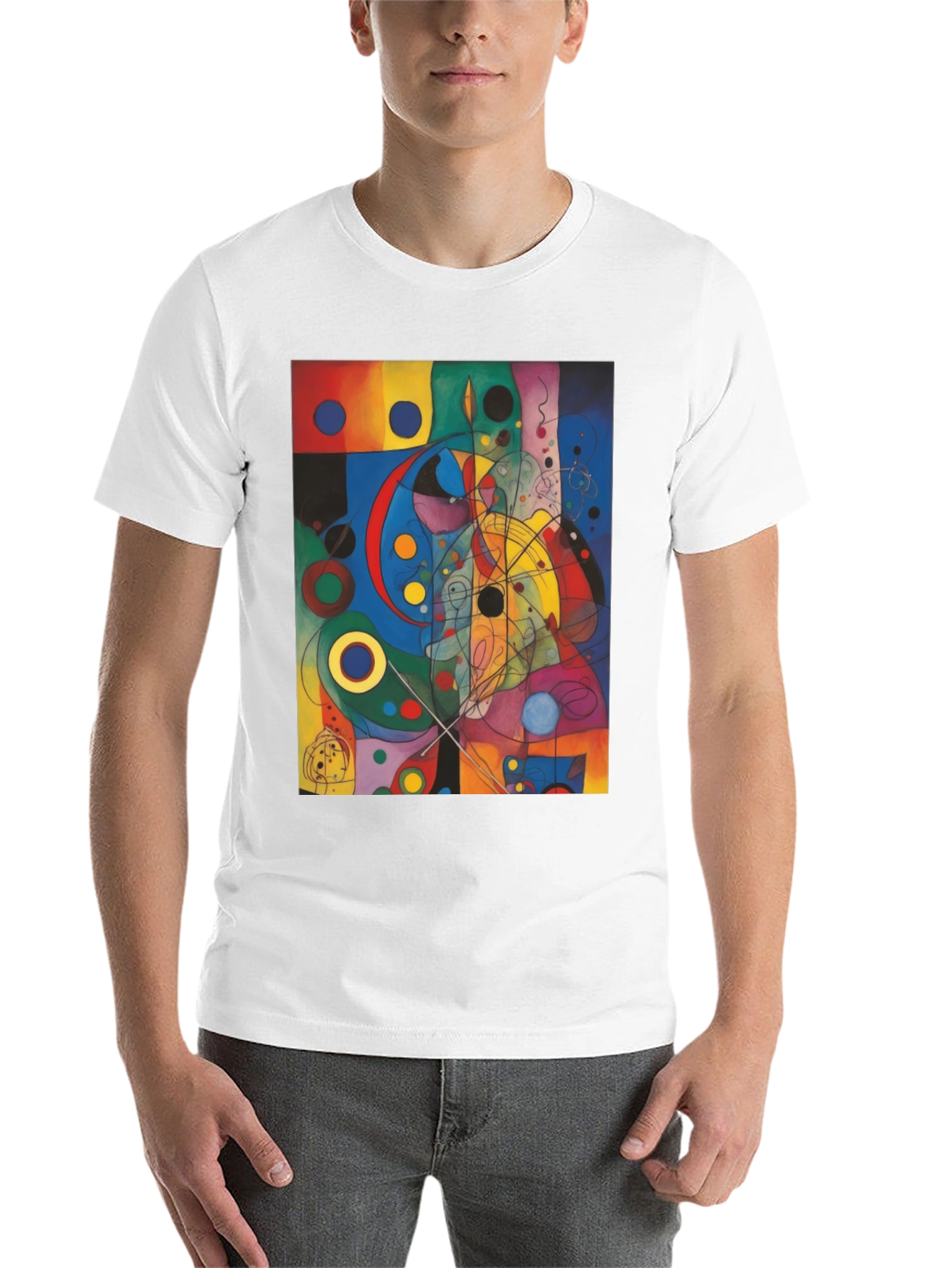 Black Abstract Art Graphic Print Black T-Shirt view 14