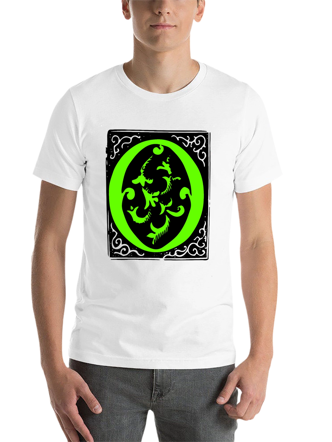Black Abstract Green "O" Graphic Black T-Shirt view 14