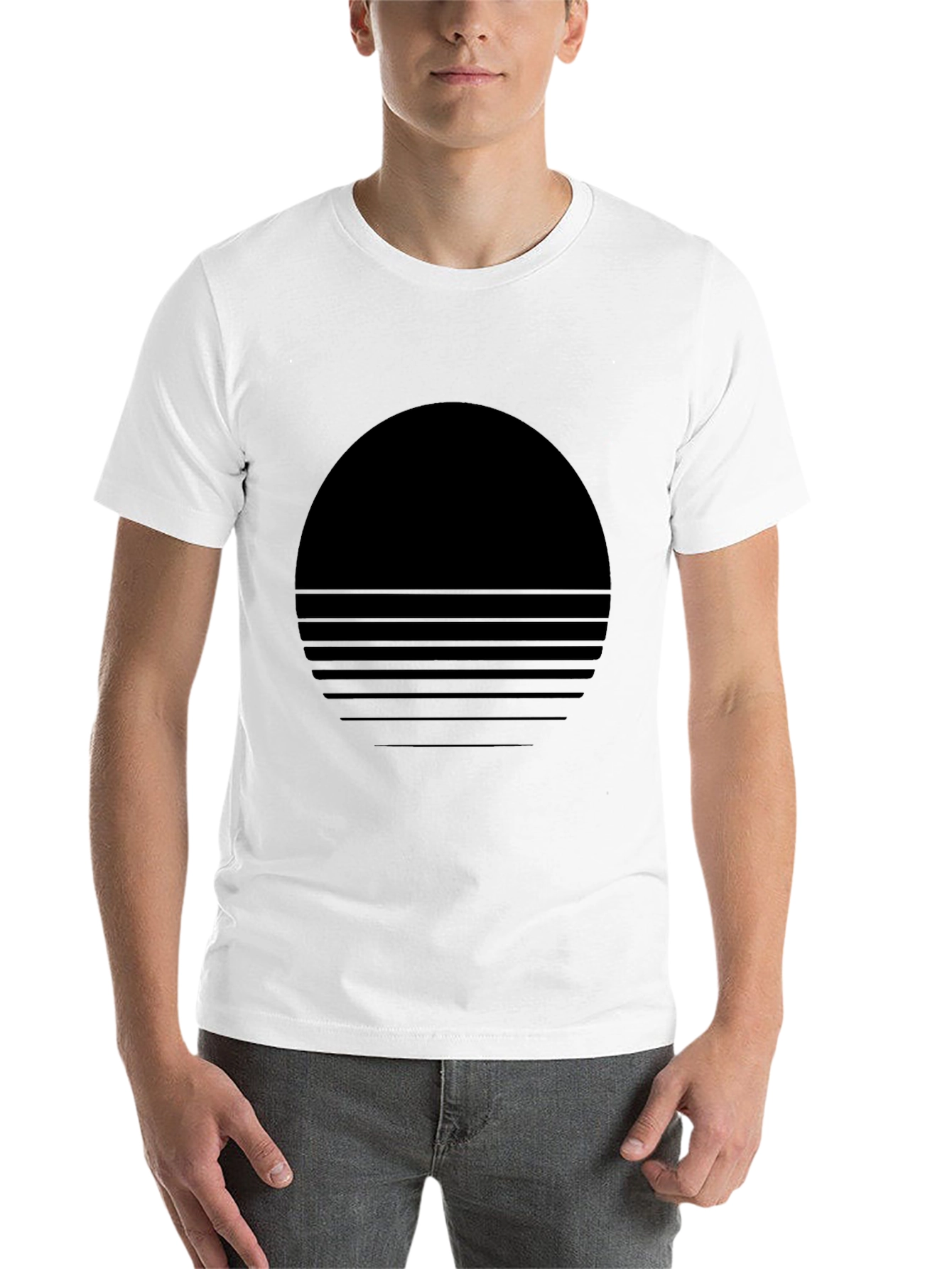 Black Retro Sunset Graphic Tee - Black Crew Neck view 14