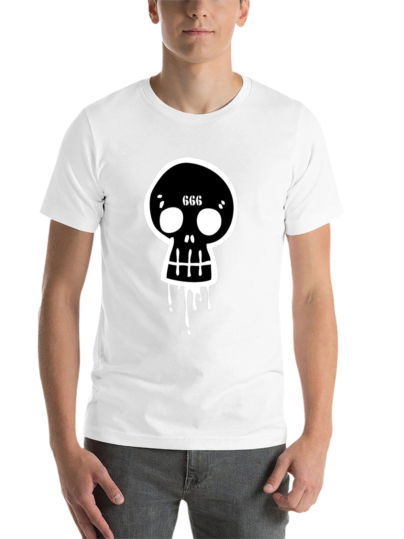 Black Men's Black Skull Graphic Tee view 14