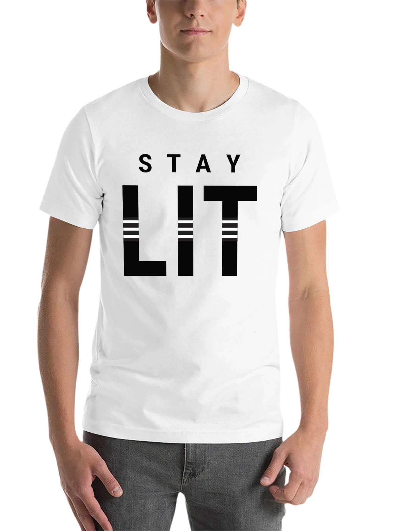 Black Stay Lit Black Graphic T-Shirt - Trendy Casual Wear view 14