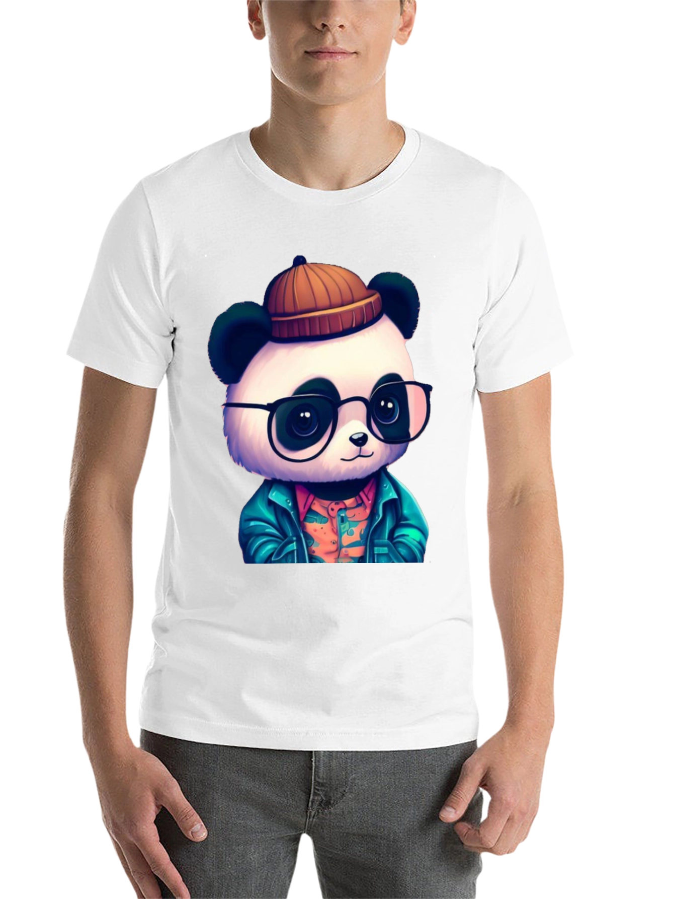 Black Cool Panda Graphic Tee - Black Cotton T-Shirt view 14