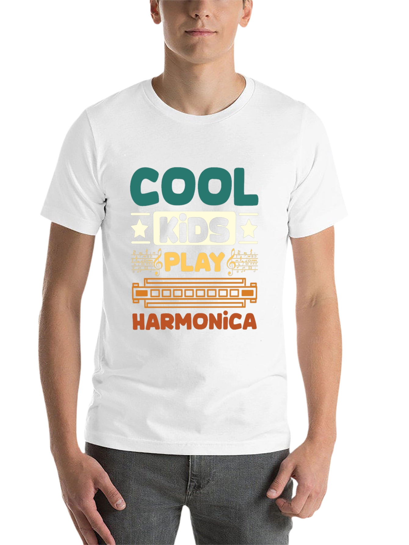 Black Cool Kids Harmonica Graphic T-Shirt view 14