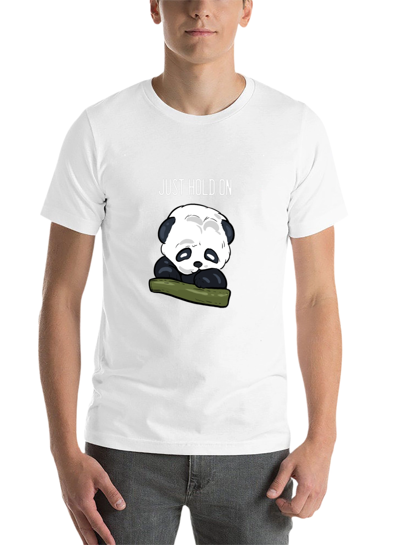 Black Just Hold On Panda Graphic Tee - Black view 14