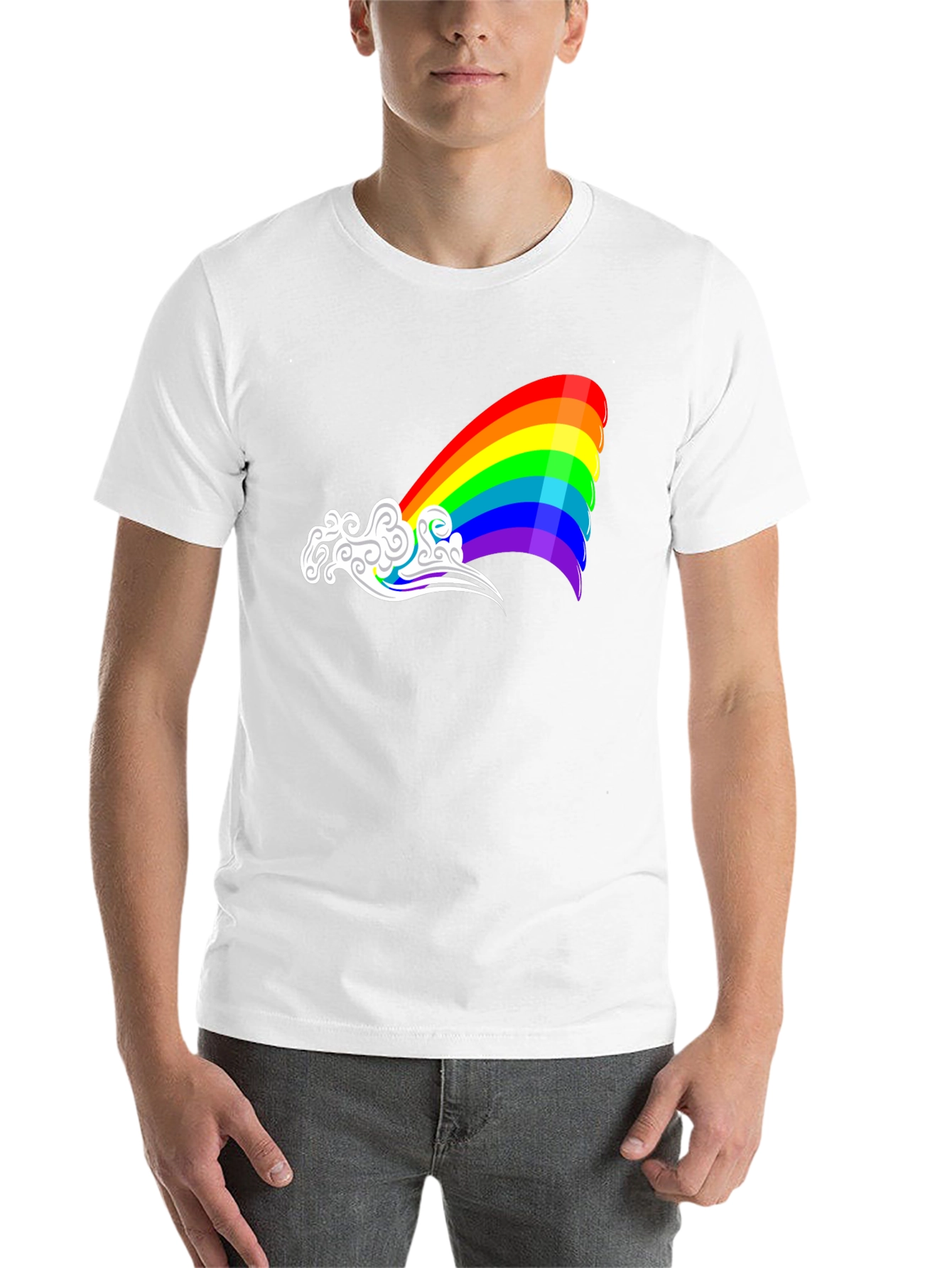 Black Rainbow Cloud Graphic Tee - Black Casual Shirt view 14