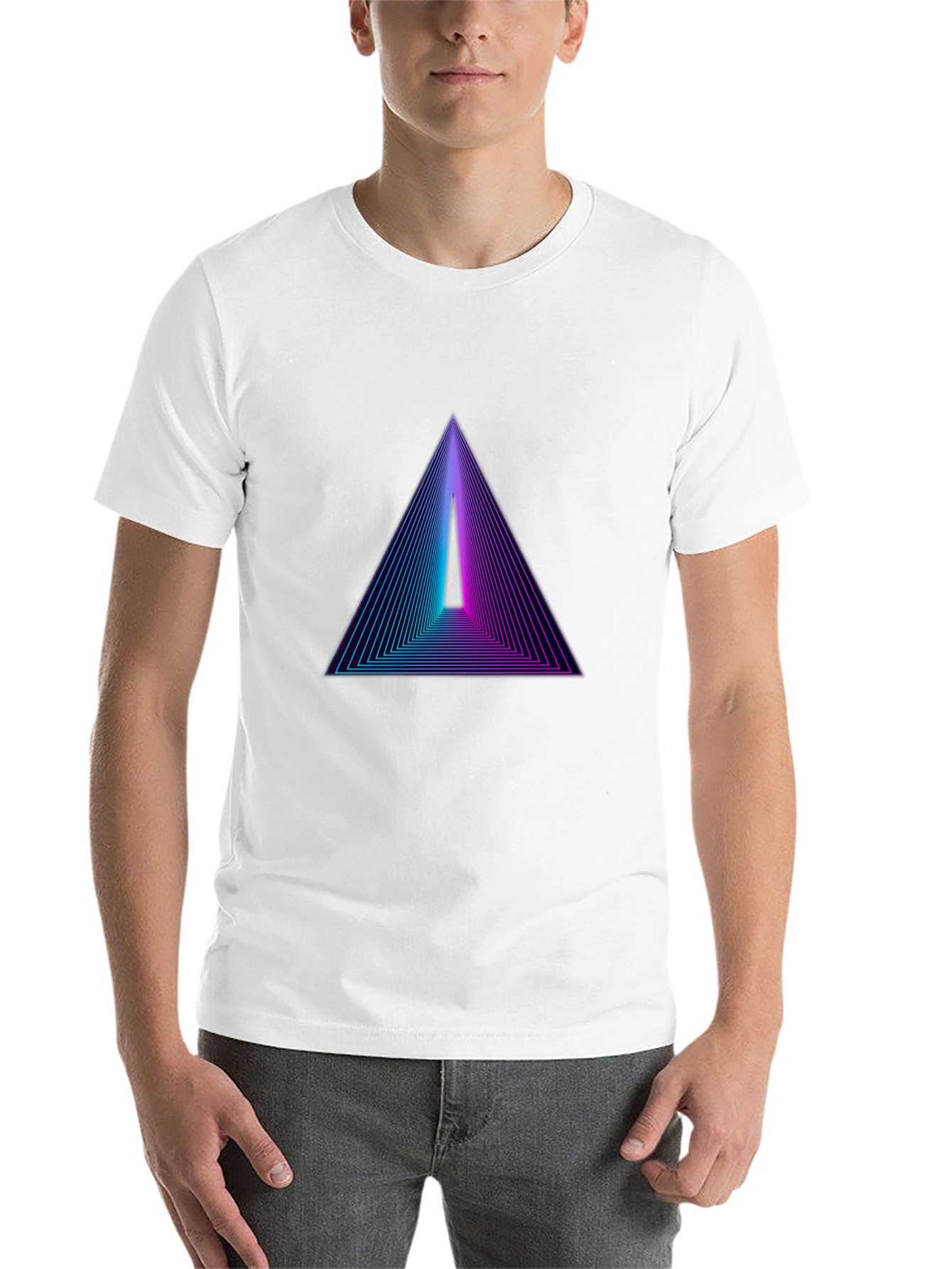 Black Retro Triangle Graphic Black T-Shirt view 14