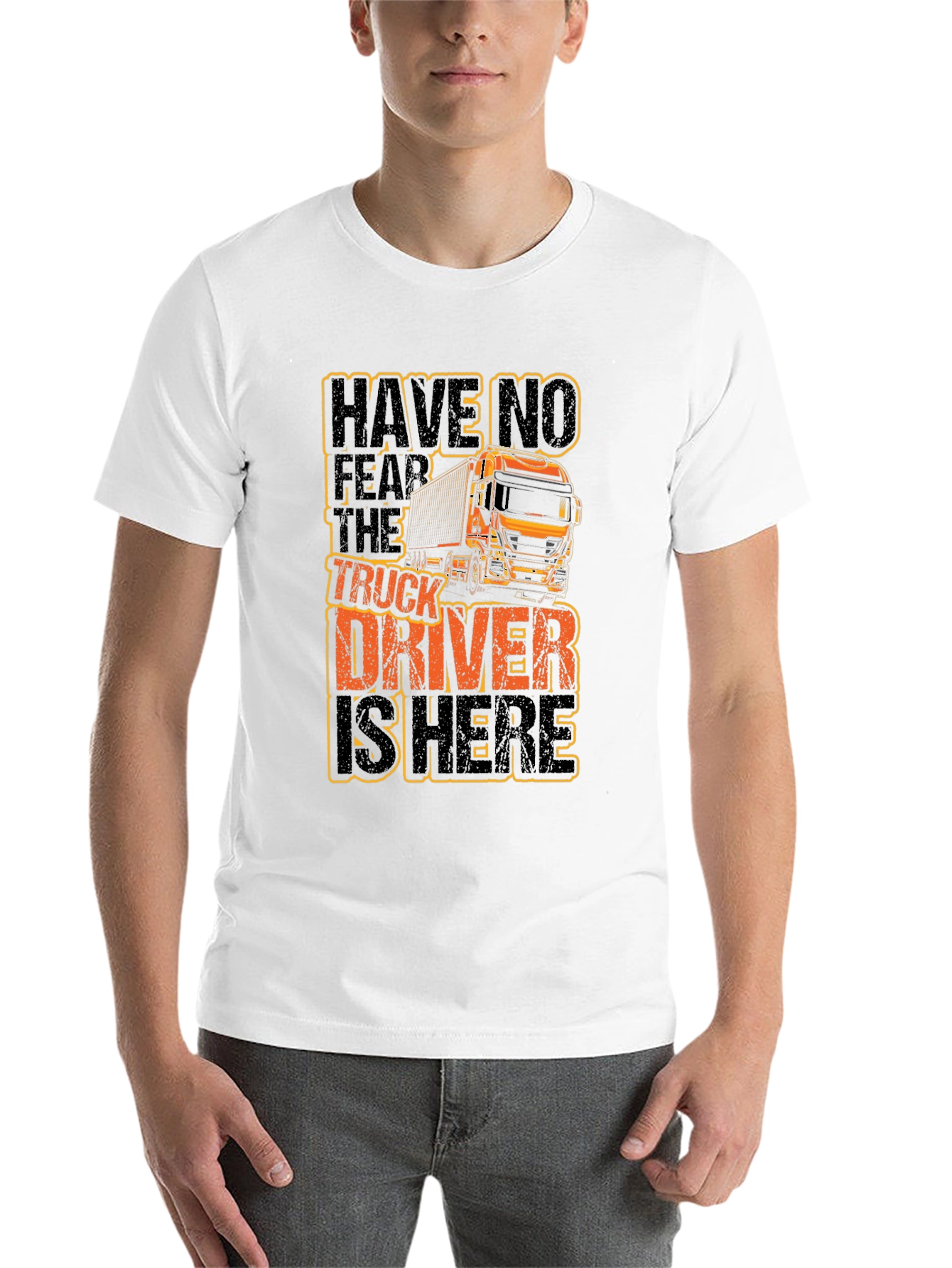 Black Truck Driver Graphic T-Shirt - Black Cotton Tee view 14