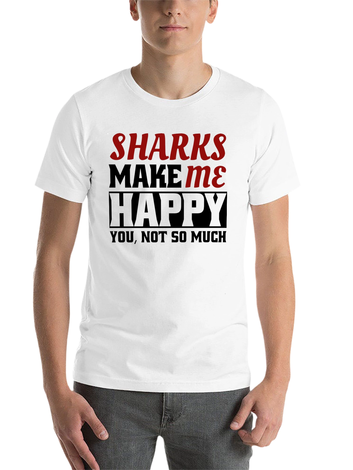 Black Sharks Make Me Happy T-Shirt Funny Graphic Tee view 14