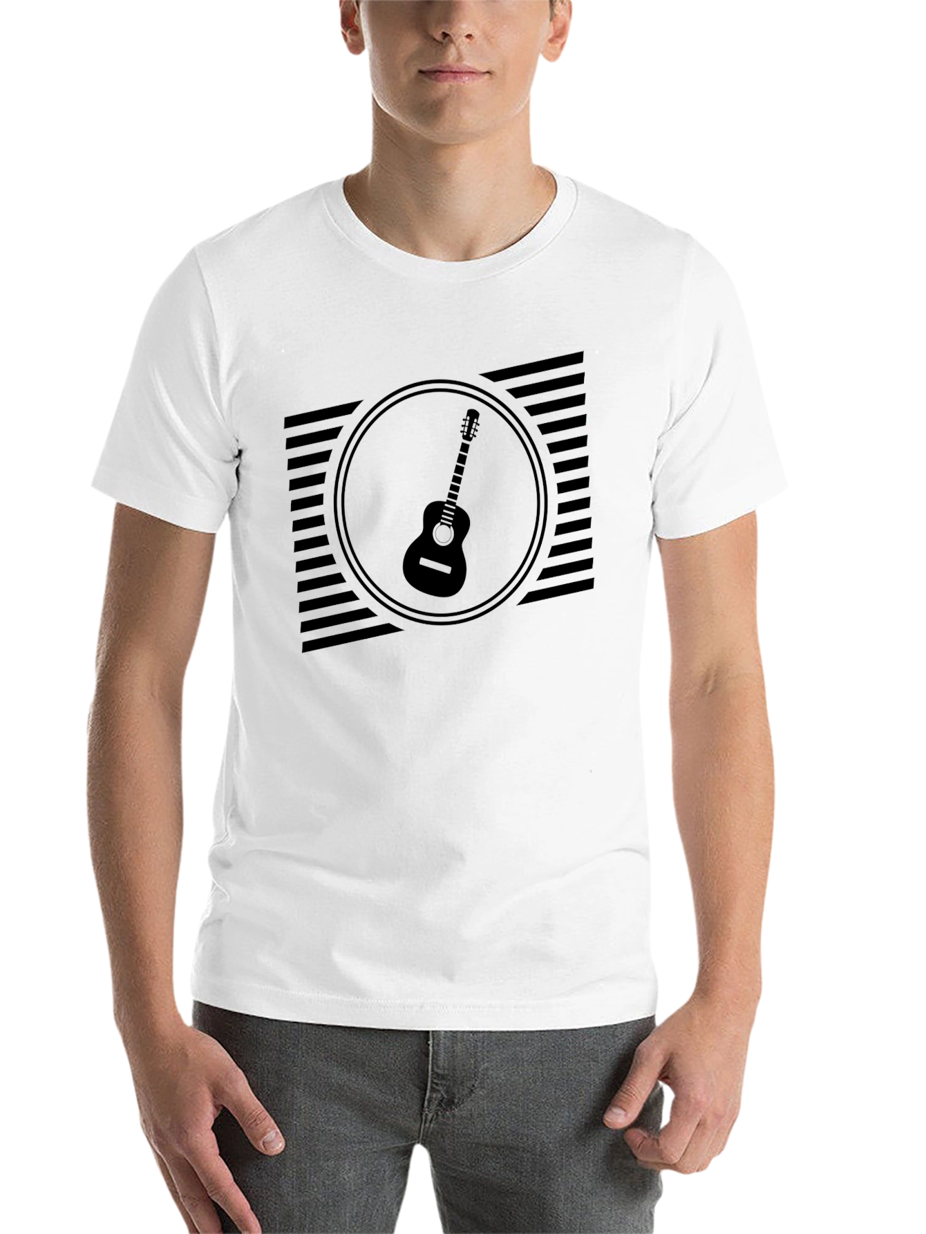 Black Guitar Graphic Tee - Retro Music Lover Shirt view 14